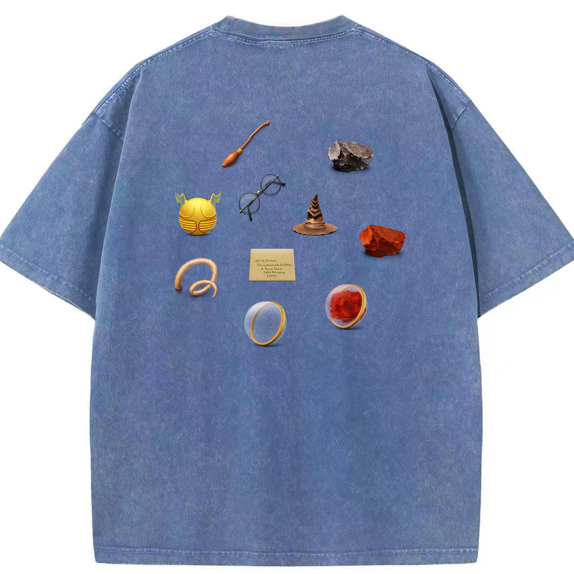 （画像用） Harry Potter ハリー・ポッターシリーズ 綿100% ヴィンテージ風 半袖Tシャツ（背面プリント）