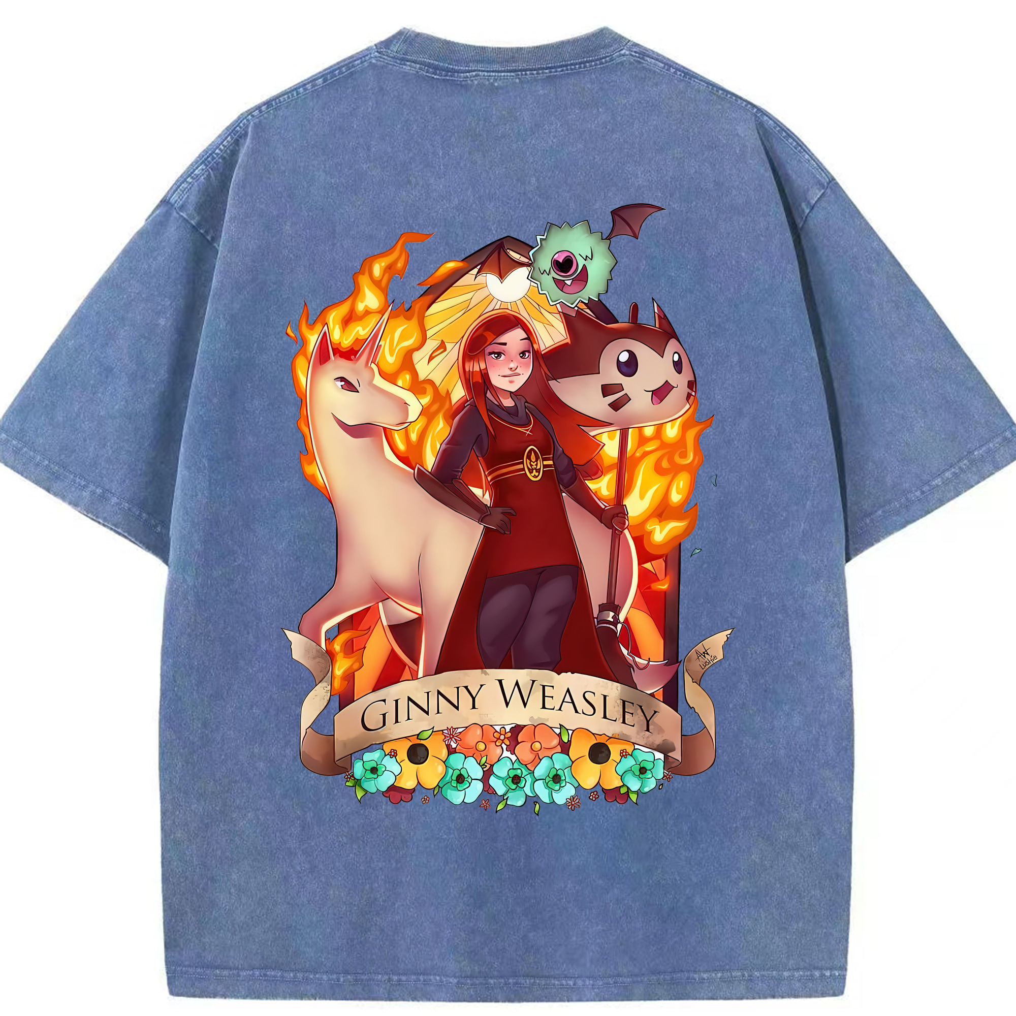（画像用） Harry Potter ハリー・ポッターシリーズ 綿100% ヴィンテージ風 半袖Tシャツ（背面プリント）