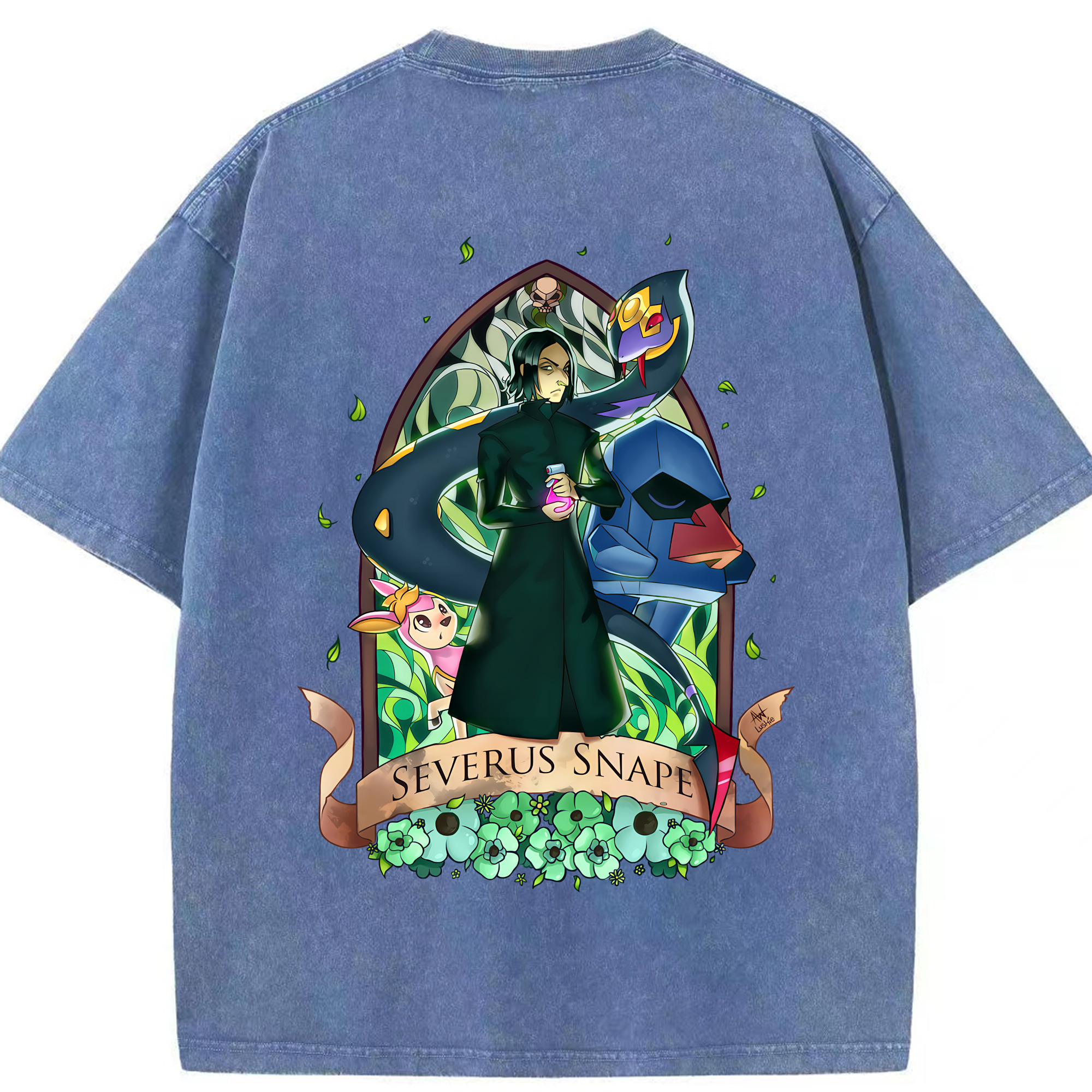 （画像用） Harry Potter ハリー・ポッターシリーズ 綿100% ヴィンテージ風 半袖Tシャツ（背面プリント）