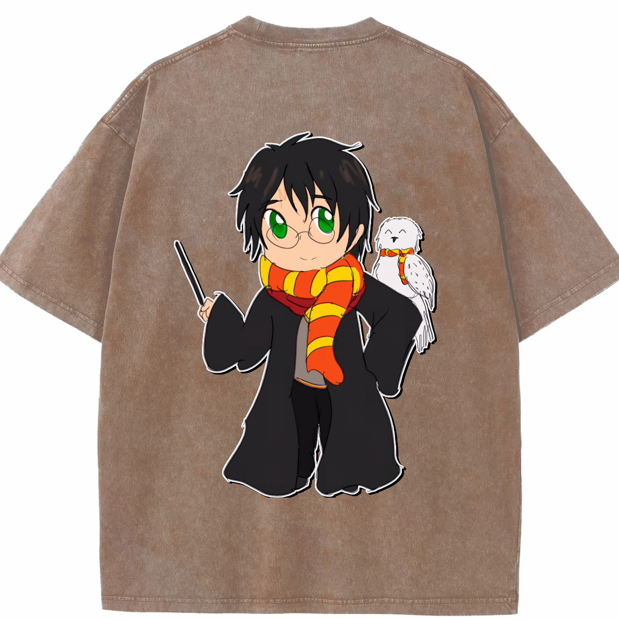 （画像用） Harry Potter ハリー・ポッターシリーズ 綿100% ヴィンテージ風 半袖Tシャツ（背面プリント）