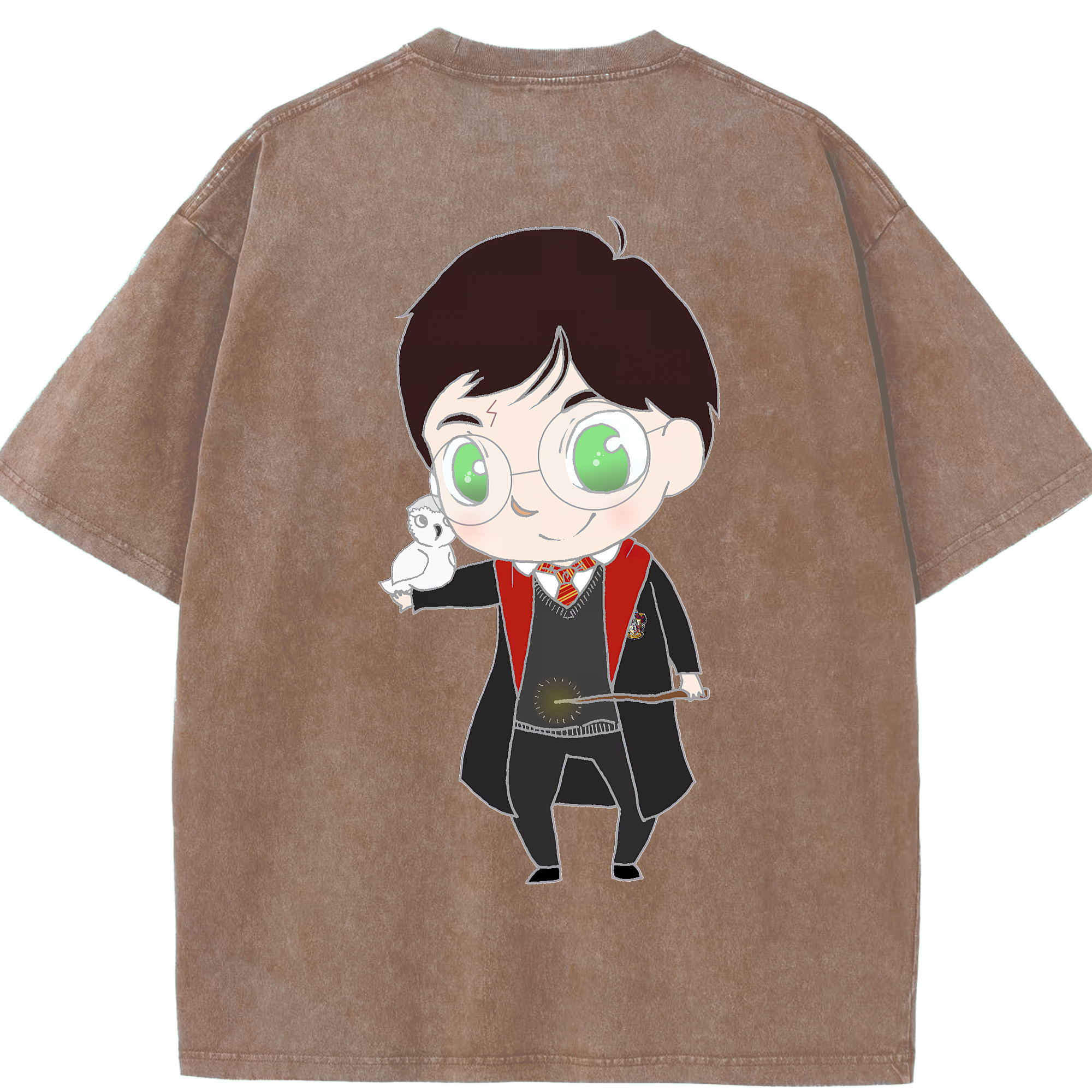（画像用） Harry Potter ハリー・ポッターシリーズ 綿100% ヴィンテージ風 半袖Tシャツ（背面プリント）