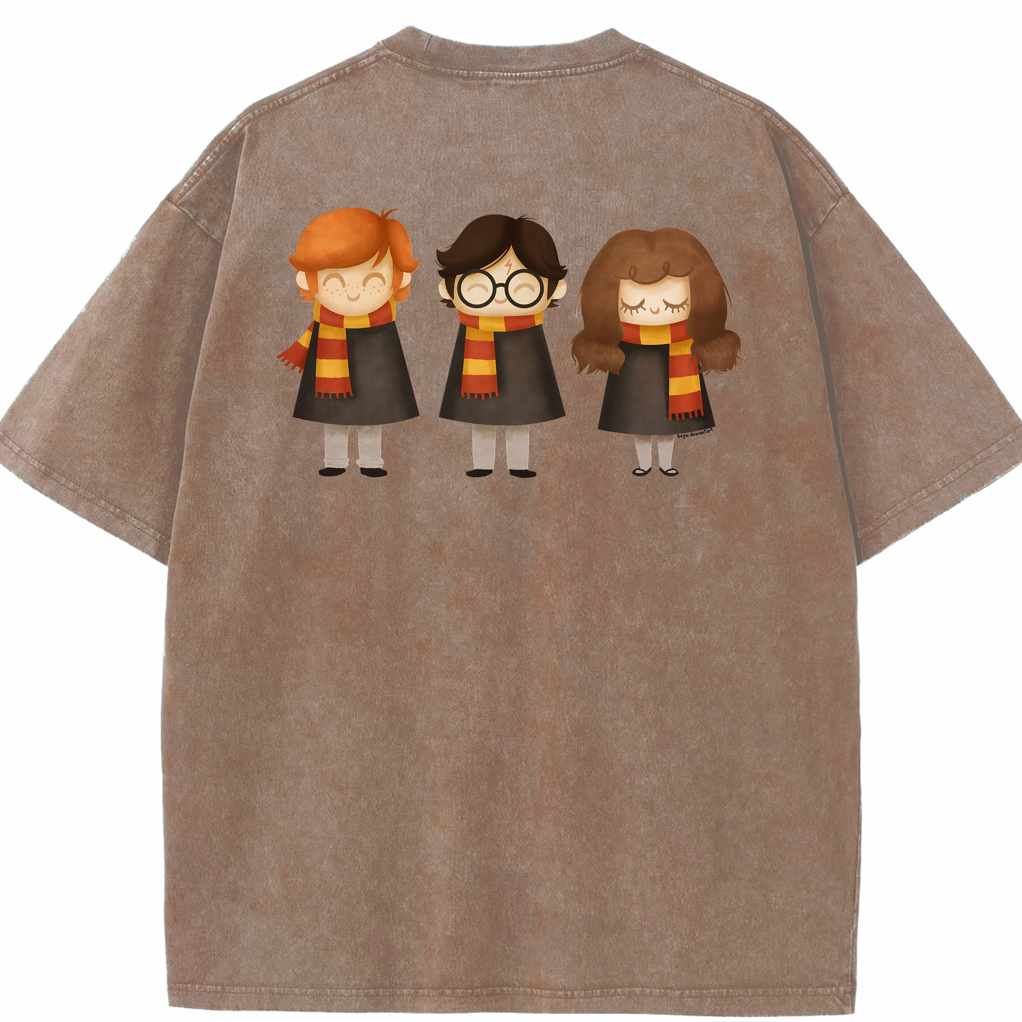 （画像用） Harry Potter ハリー・ポッターシリーズ 綿100% ヴィンテージ風 半袖Tシャツ（背面プリント）