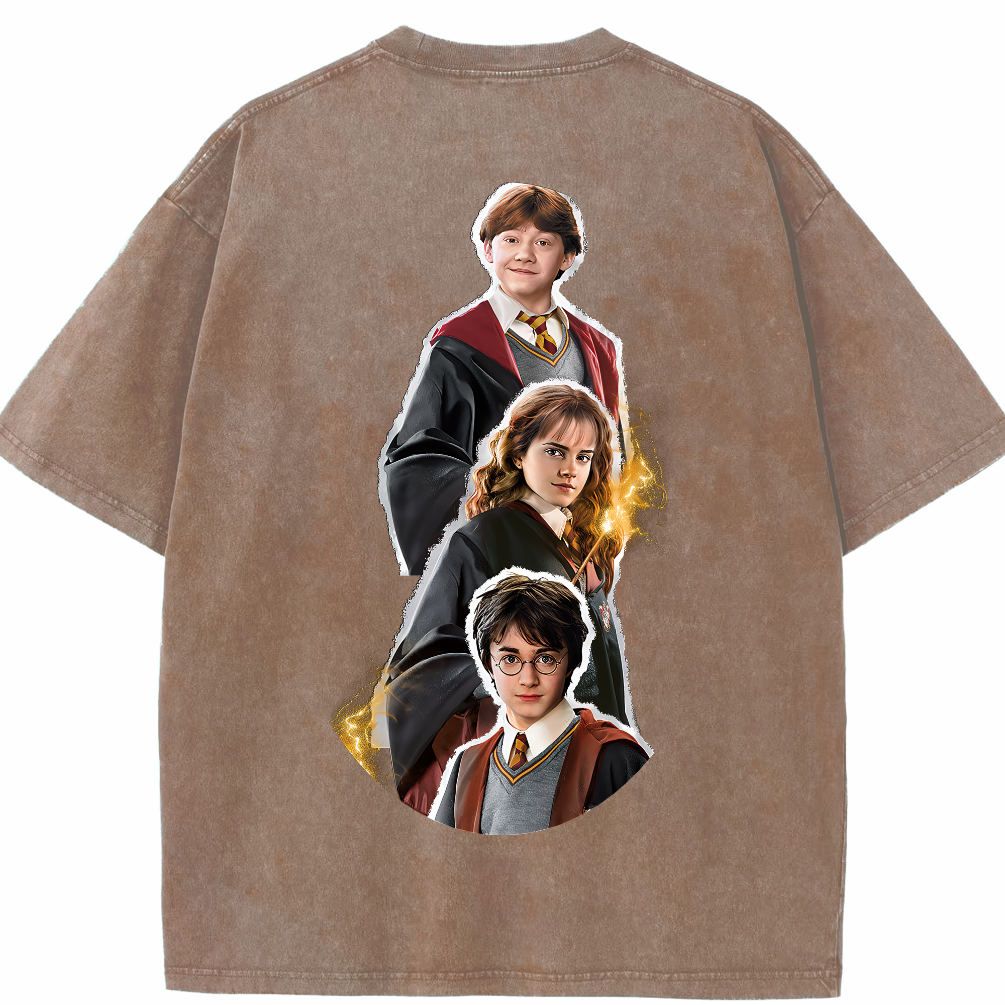 （画像用） Harry Potter ハリー・ポッターシリーズ 綿100% ヴィンテージ風 半袖Tシャツ（背面プリント）