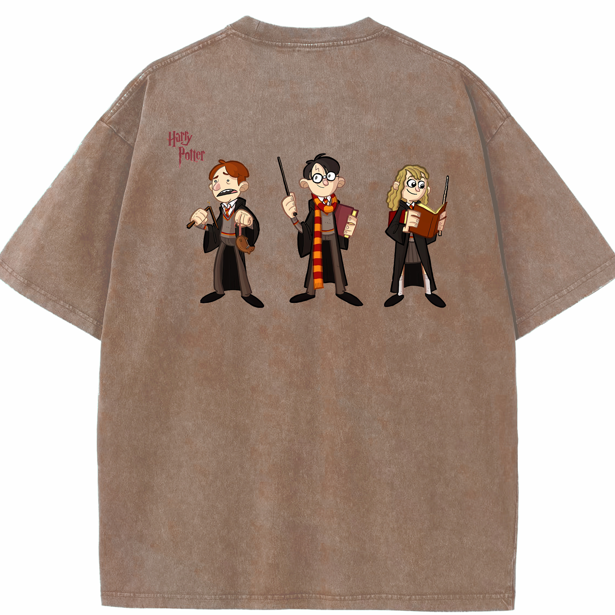 （画像用） Harry Potter ハリー・ポッターシリーズ 綿100% ヴィンテージ風 半袖Tシャツ（背面プリント）