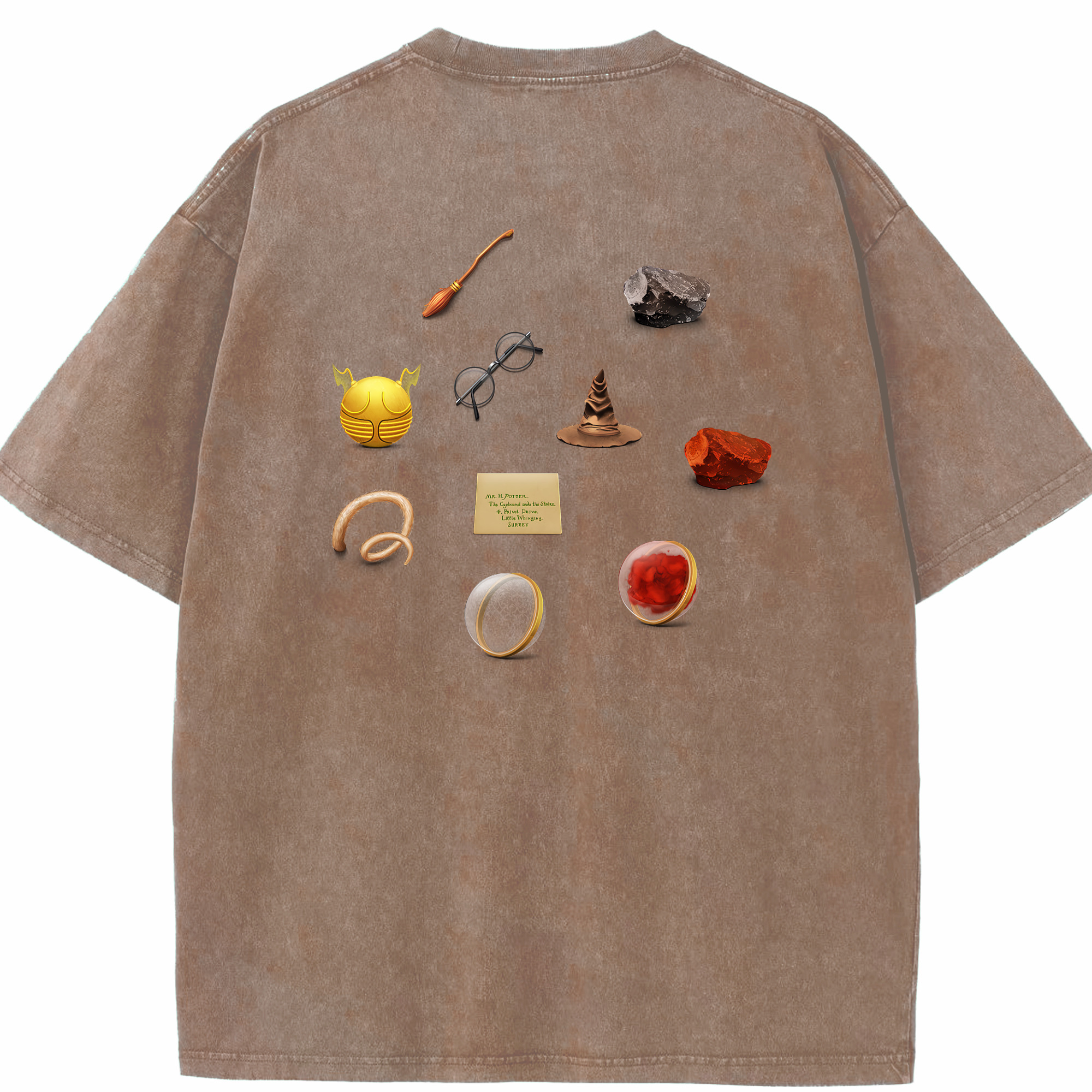 （画像用） Harry Potter ハリー・ポッターシリーズ 綿100% ヴィンテージ風 半袖Tシャツ（背面プリント）