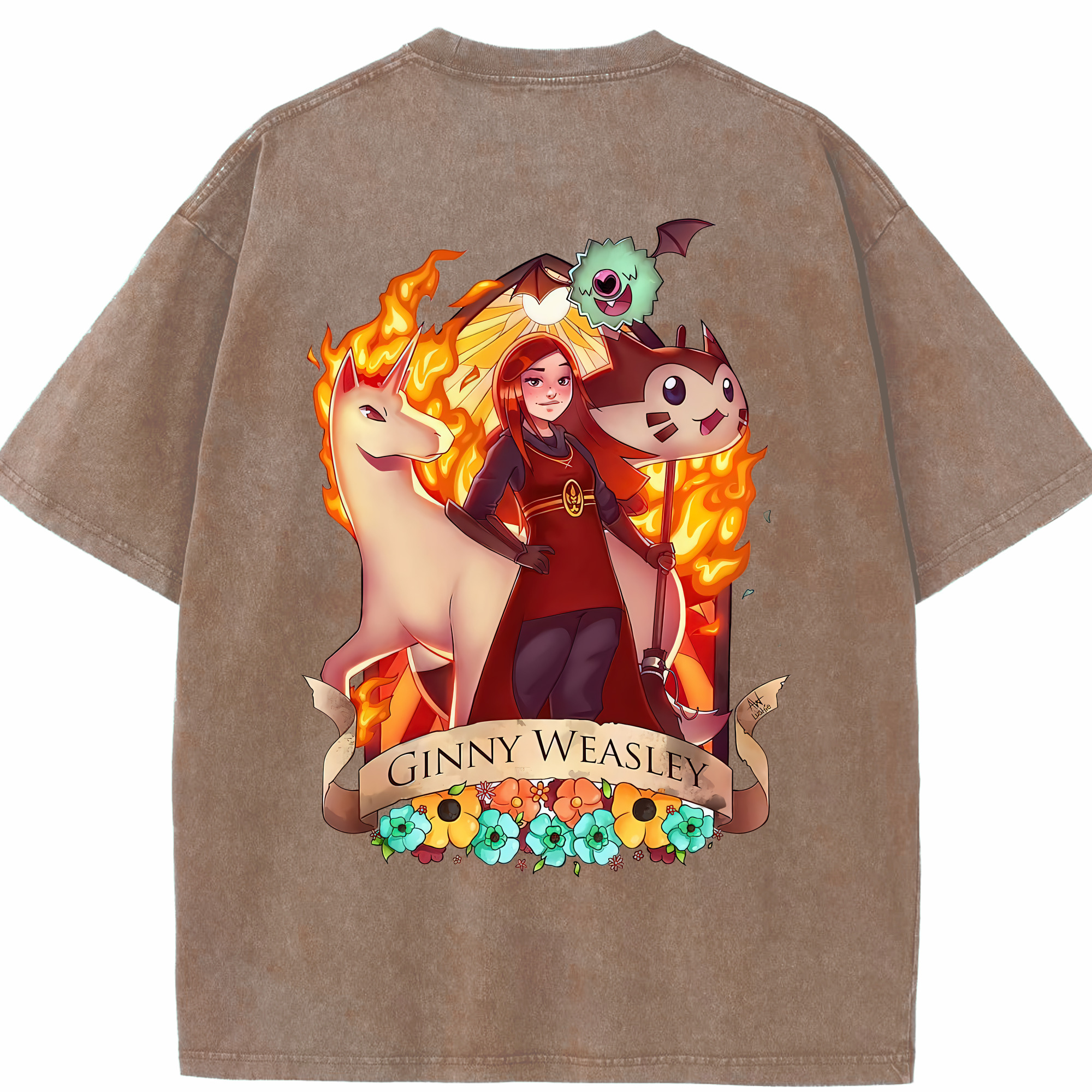 （画像用） Harry Potter ハリー・ポッターシリーズ 綿100% ヴィンテージ風 半袖Tシャツ（背面プリント）