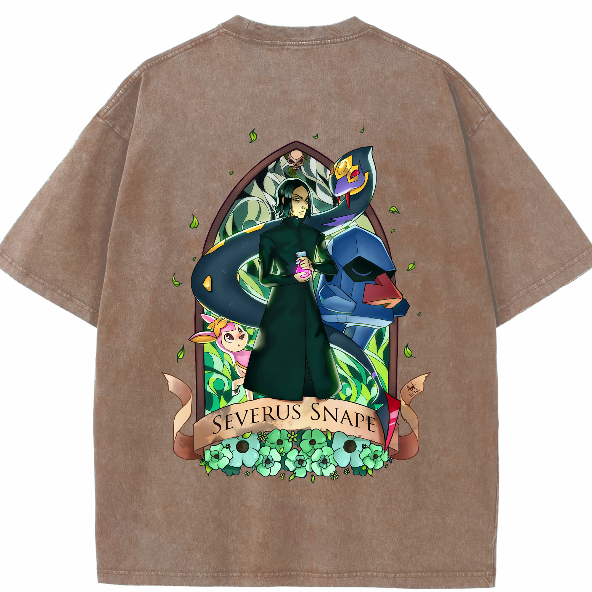 （画像用） Harry Potter ハリー・ポッターシリーズ 綿100% ヴィンテージ風 半袖Tシャツ（背面プリント）