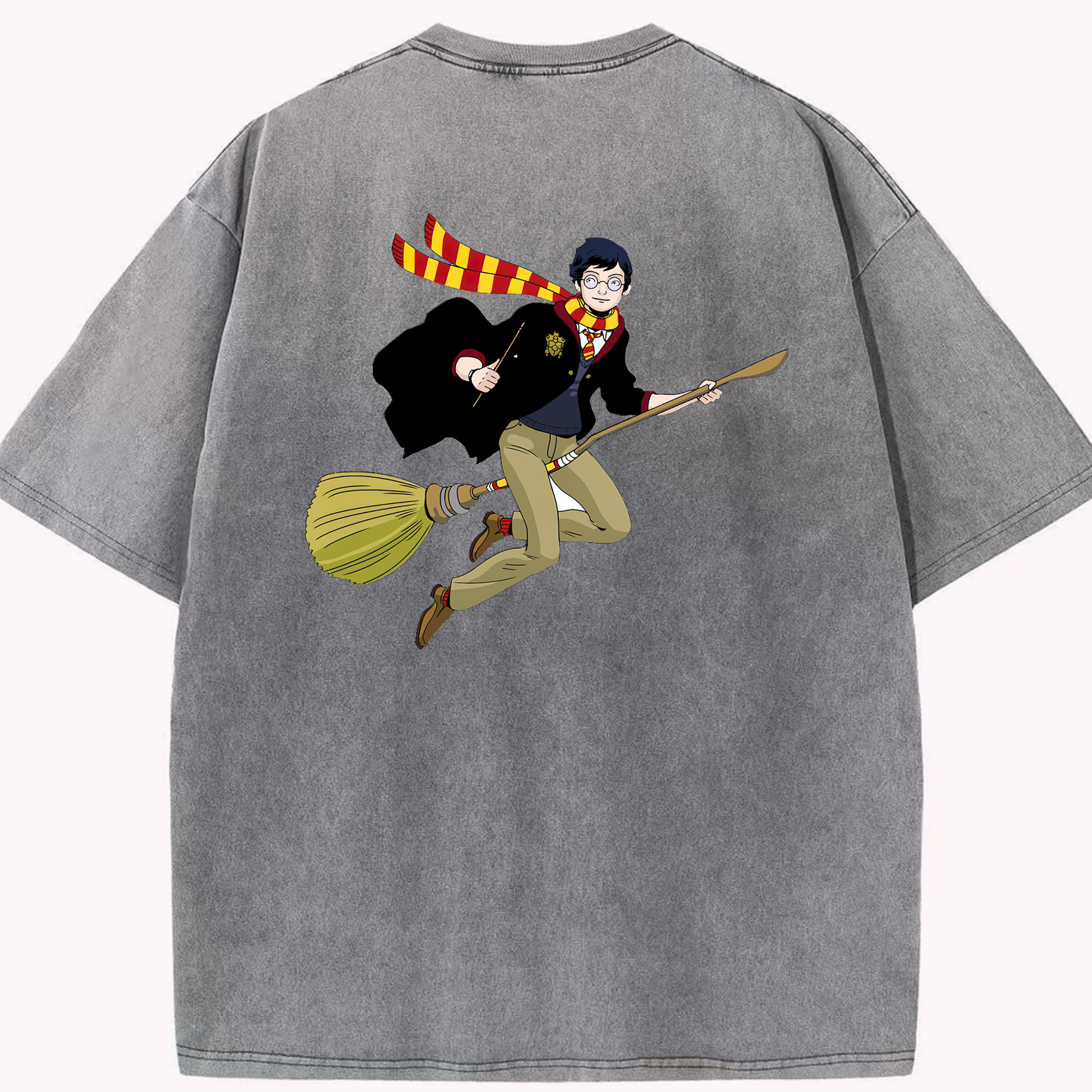 （画像用） Harry Potter ハリー・ポッターシリーズ 綿100% ヴィンテージ風 半袖Tシャツ（背面プリント）