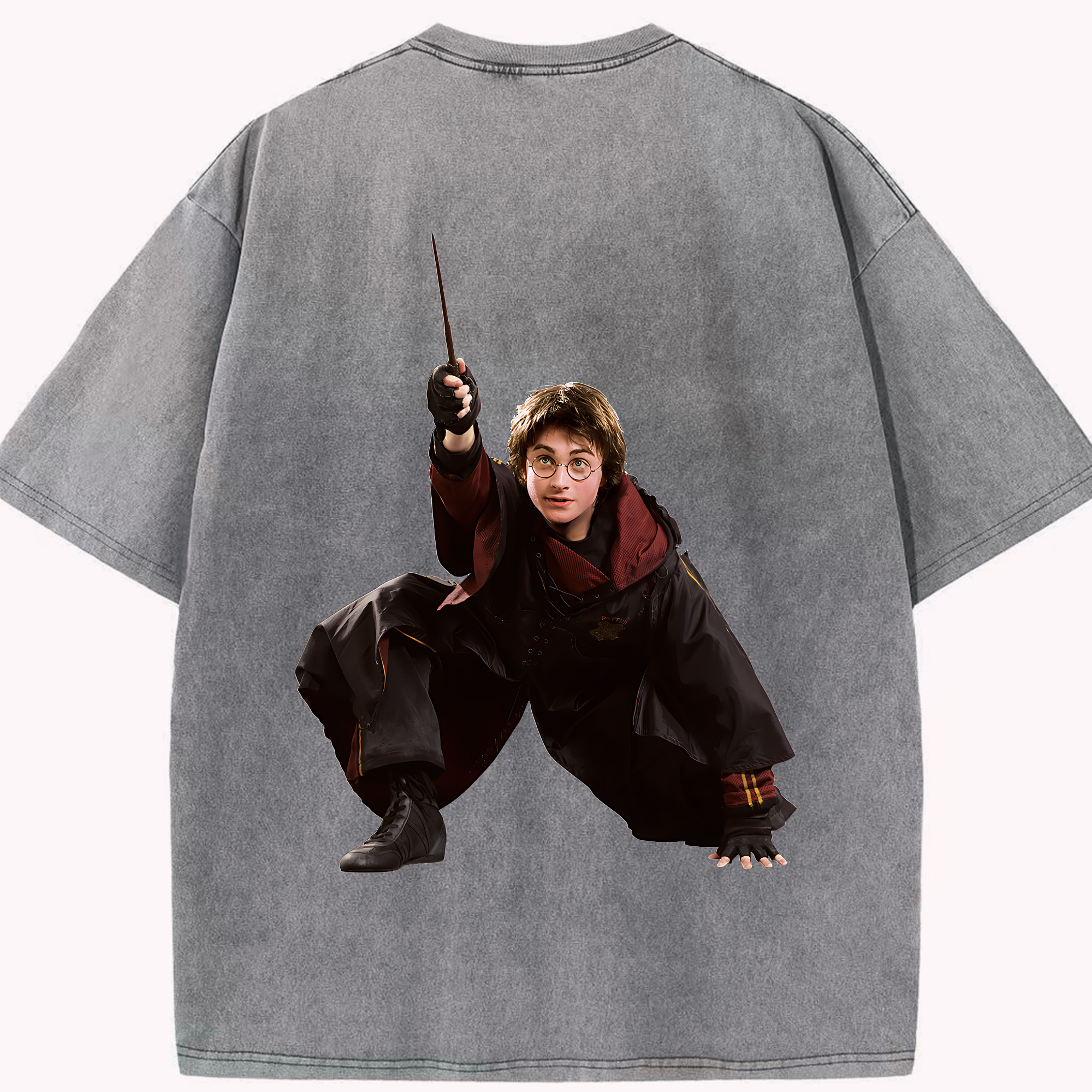 （画像用） Harry Potter ハリー・ポッターシリーズ 綿100% ヴィンテージ風 半袖Tシャツ（背面プリント）