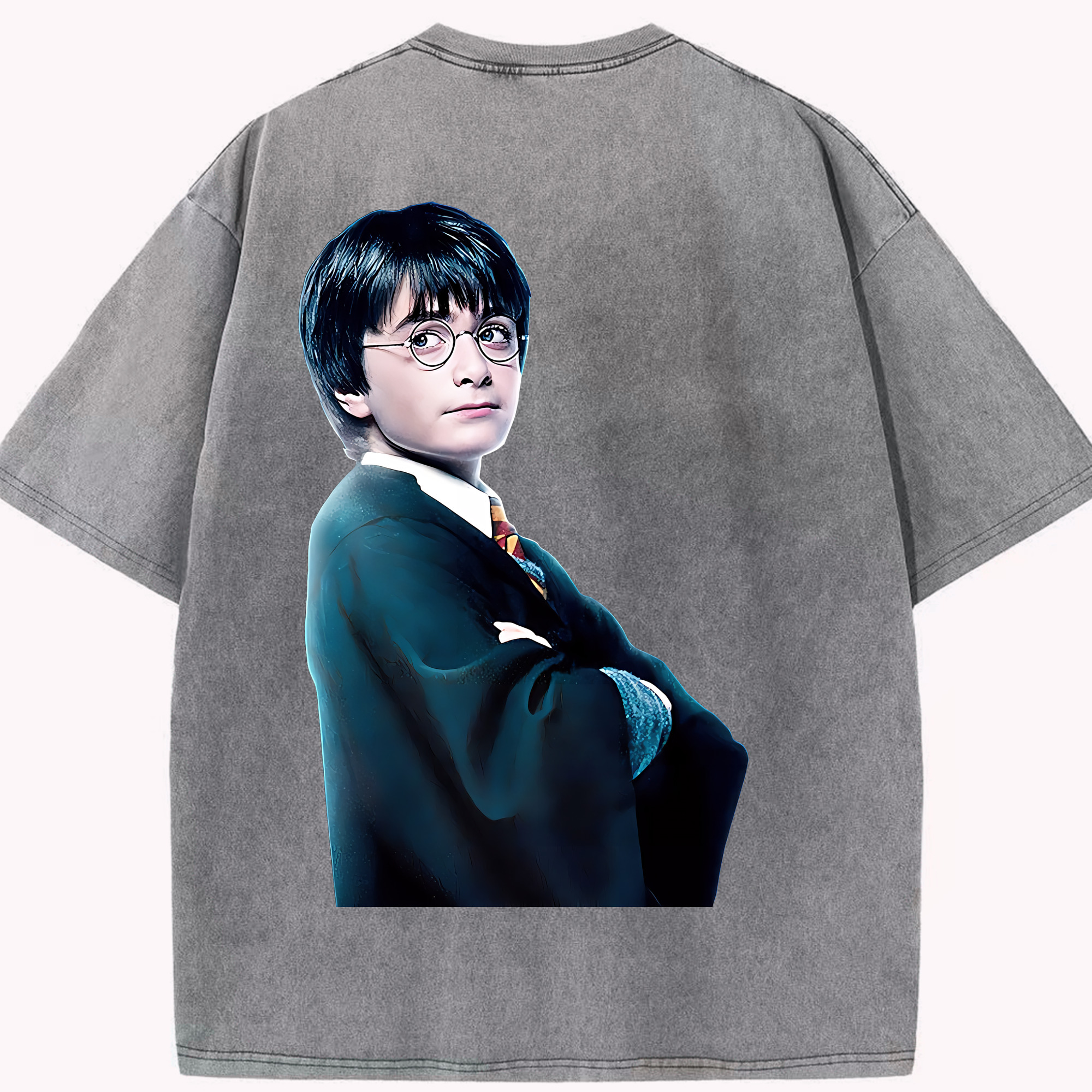 （画像用） Harry Potter ハリー・ポッターシリーズ 綿100% ヴィンテージ風 半袖Tシャツ（背面プリント）
