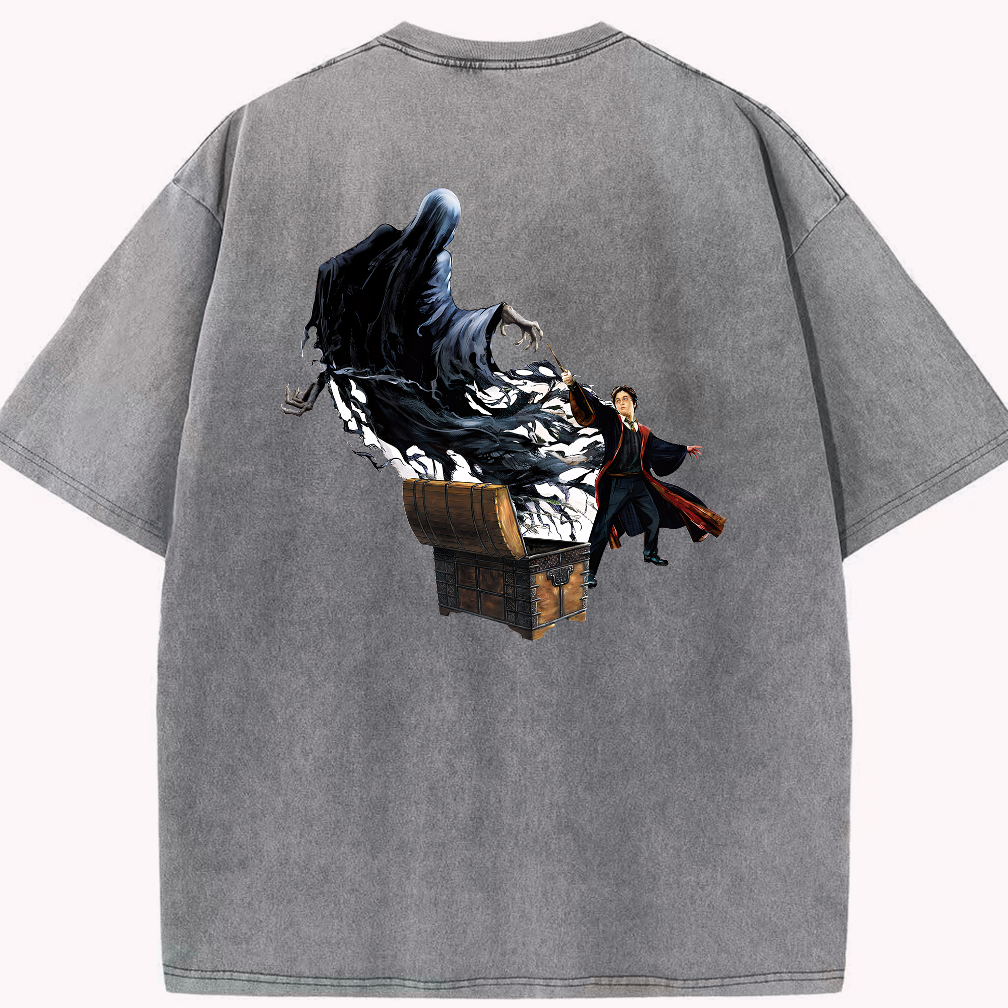 （画像用） Harry Potter ハリー・ポッターシリーズ 綿100% ヴィンテージ風 半袖Tシャツ（背面プリント）