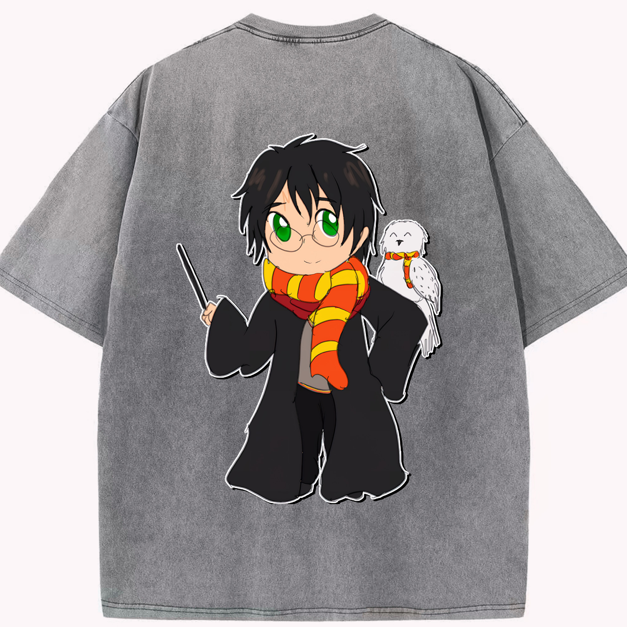 （画像用） Harry Potter ハリー・ポッターシリーズ 綿100% ヴィンテージ風 半袖Tシャツ（背面プリント）