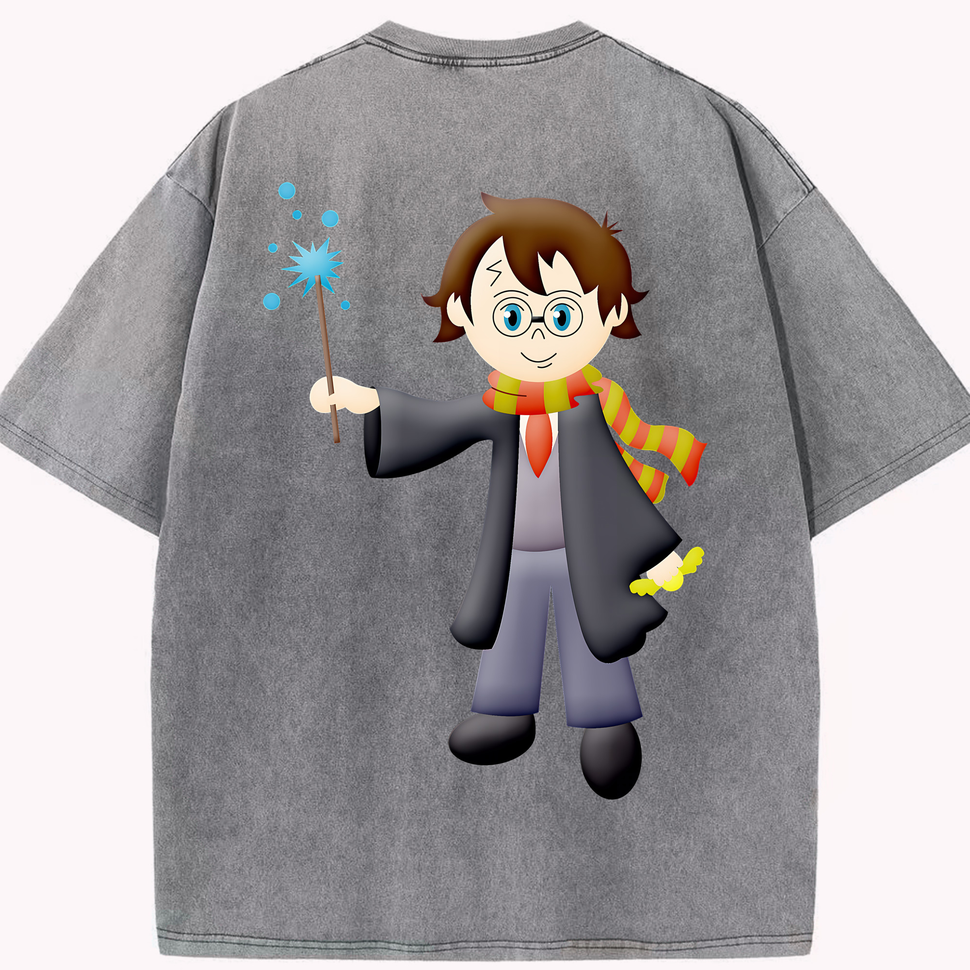 （画像用） Harry Potter ハリー・ポッターシリーズ 綿100% ヴィンテージ風 半袖Tシャツ（背面プリント）