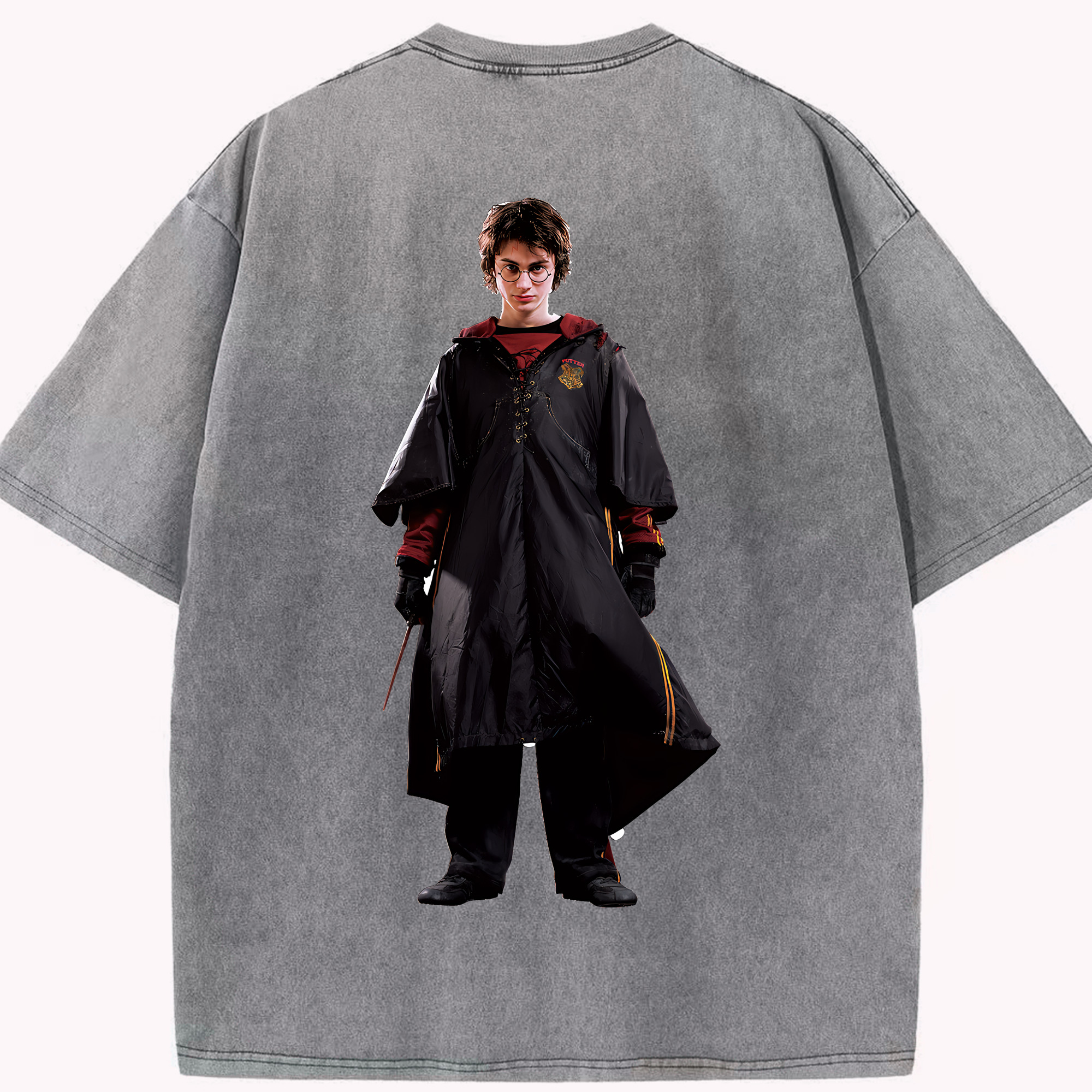 （画像用） Harry Potter ハリー・ポッターシリーズ 綿100% ヴィンテージ風 半袖Tシャツ（背面プリント）
