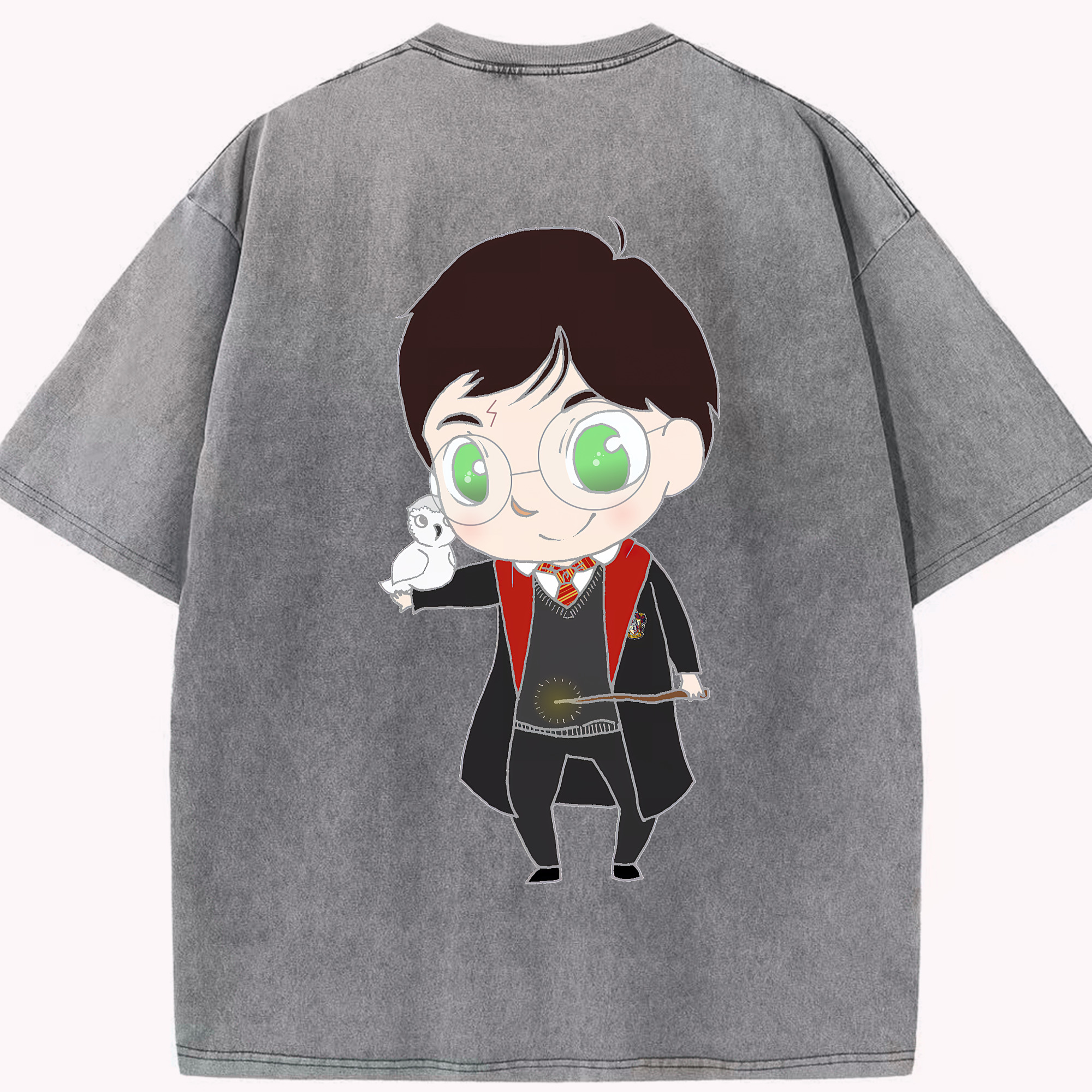 （画像用） Harry Potter ハリー・ポッターシリーズ 綿100% ヴィンテージ風 半袖Tシャツ（背面プリント）