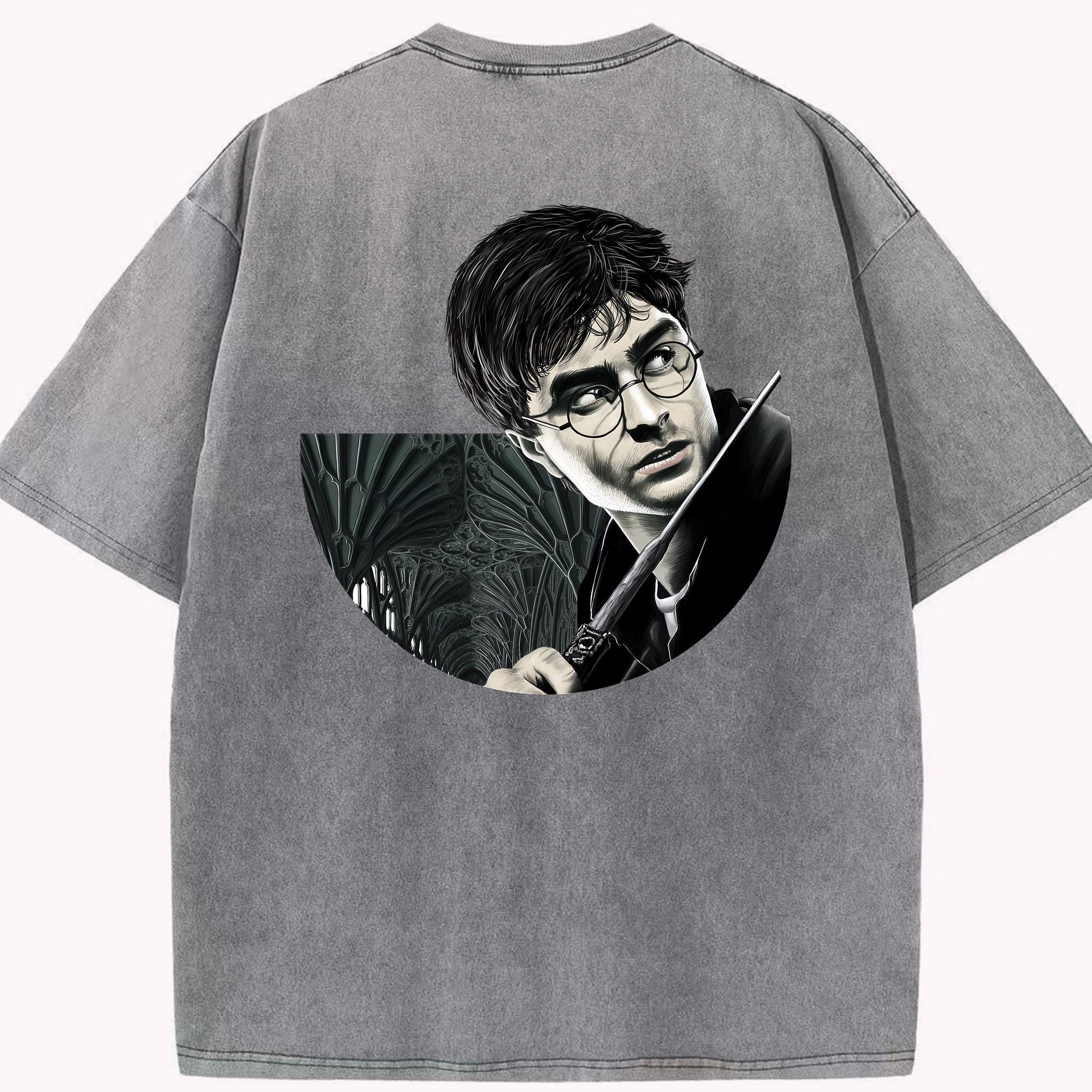 （画像用） Harry Potter ハリー・ポッターシリーズ 綿100% ヴィンテージ風 半袖Tシャツ（背面プリント）