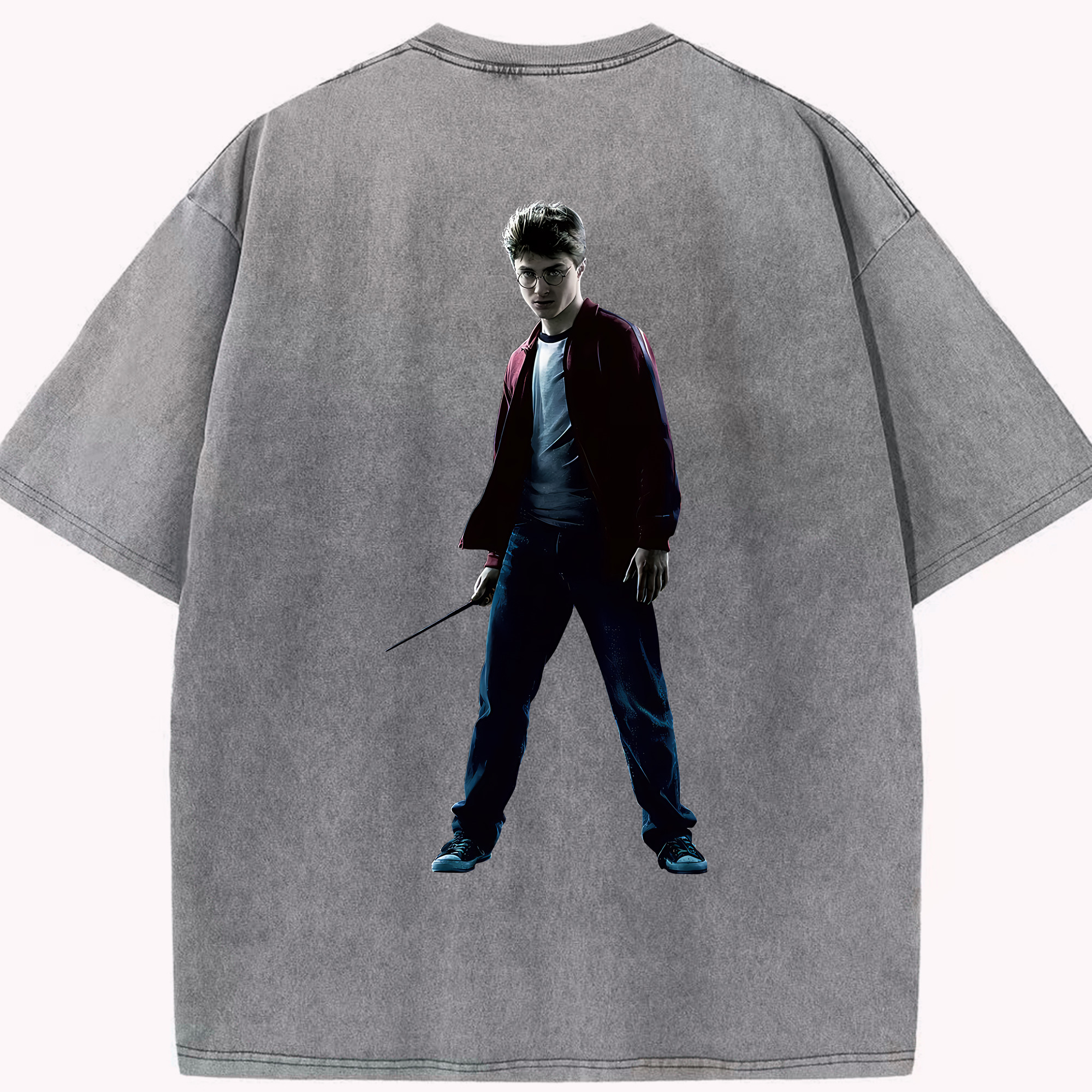 （画像用） Harry Potter ハリー・ポッターシリーズ 綿100% ヴィンテージ風 半袖Tシャツ（背面プリント）