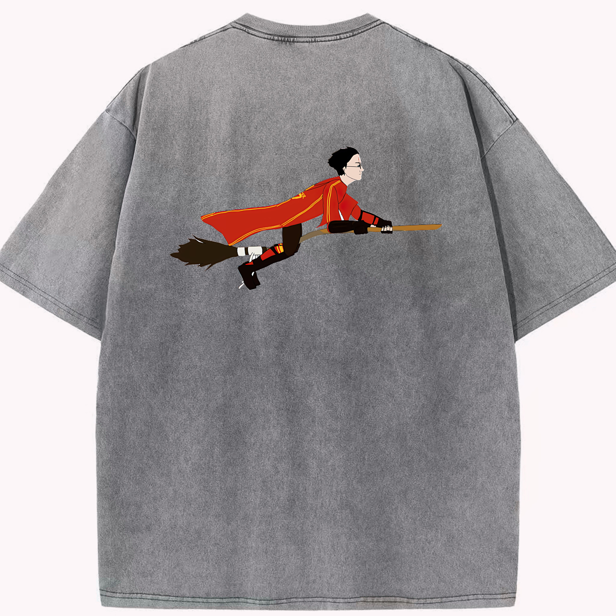 （画像用） Harry Potter ハリー・ポッターシリーズ 綿100% ヴィンテージ風 半袖Tシャツ（背面プリント）