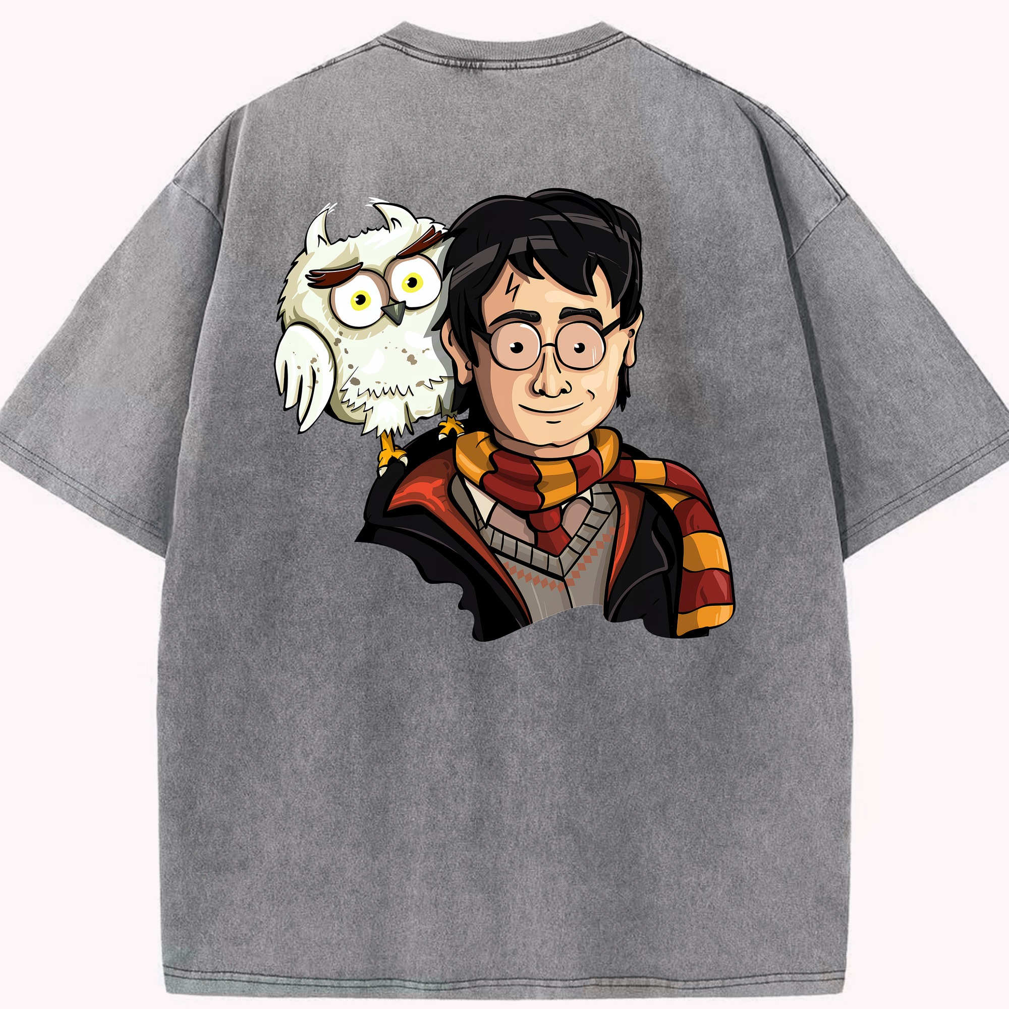 （画像用） Harry Potter ハリー・ポッターシリーズ 綿100% ヴィンテージ風 半袖Tシャツ（背面プリント）