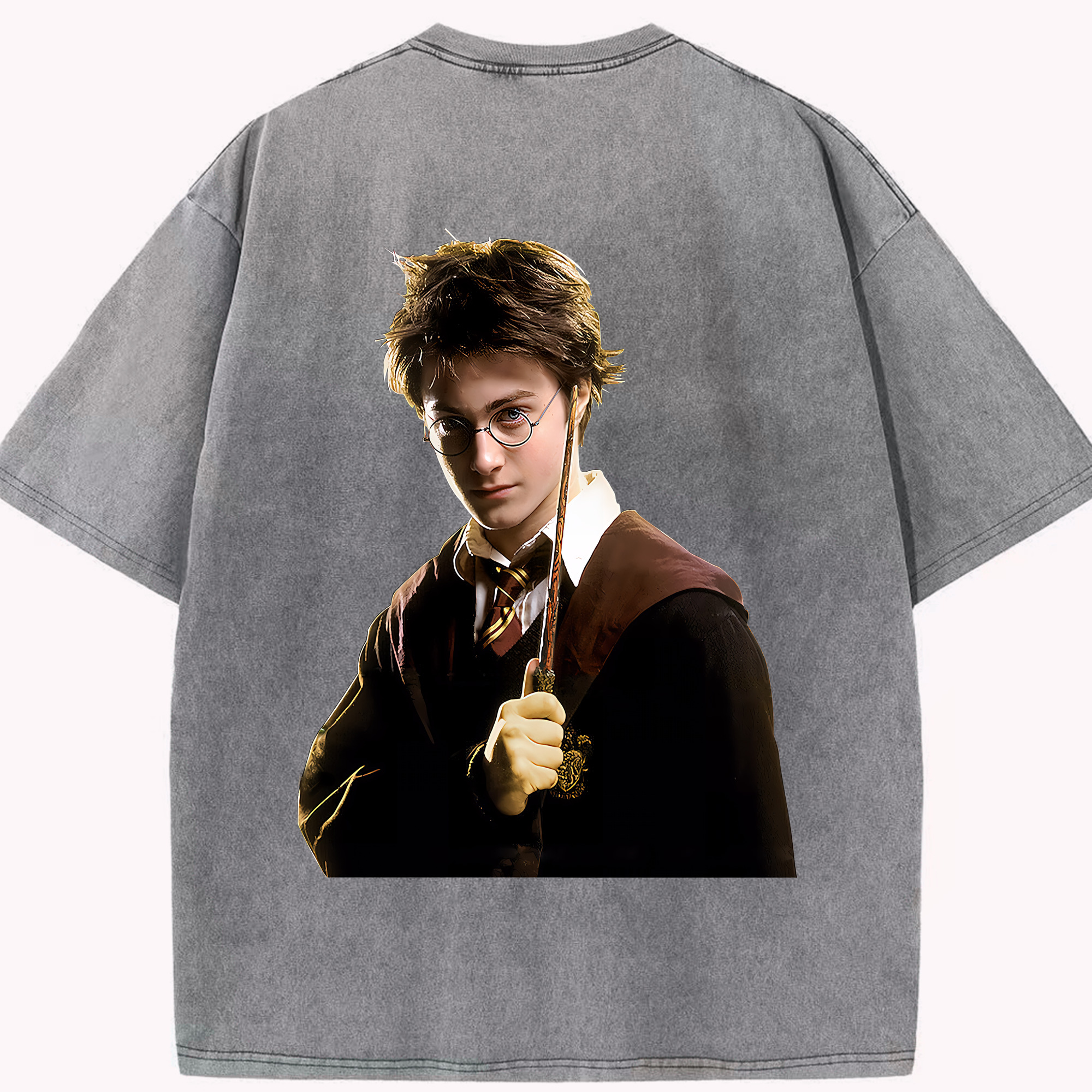 （画像用） Harry Potter ハリー・ポッターシリーズ 綿100% ヴィンテージ風 半袖Tシャツ（背面プリント）