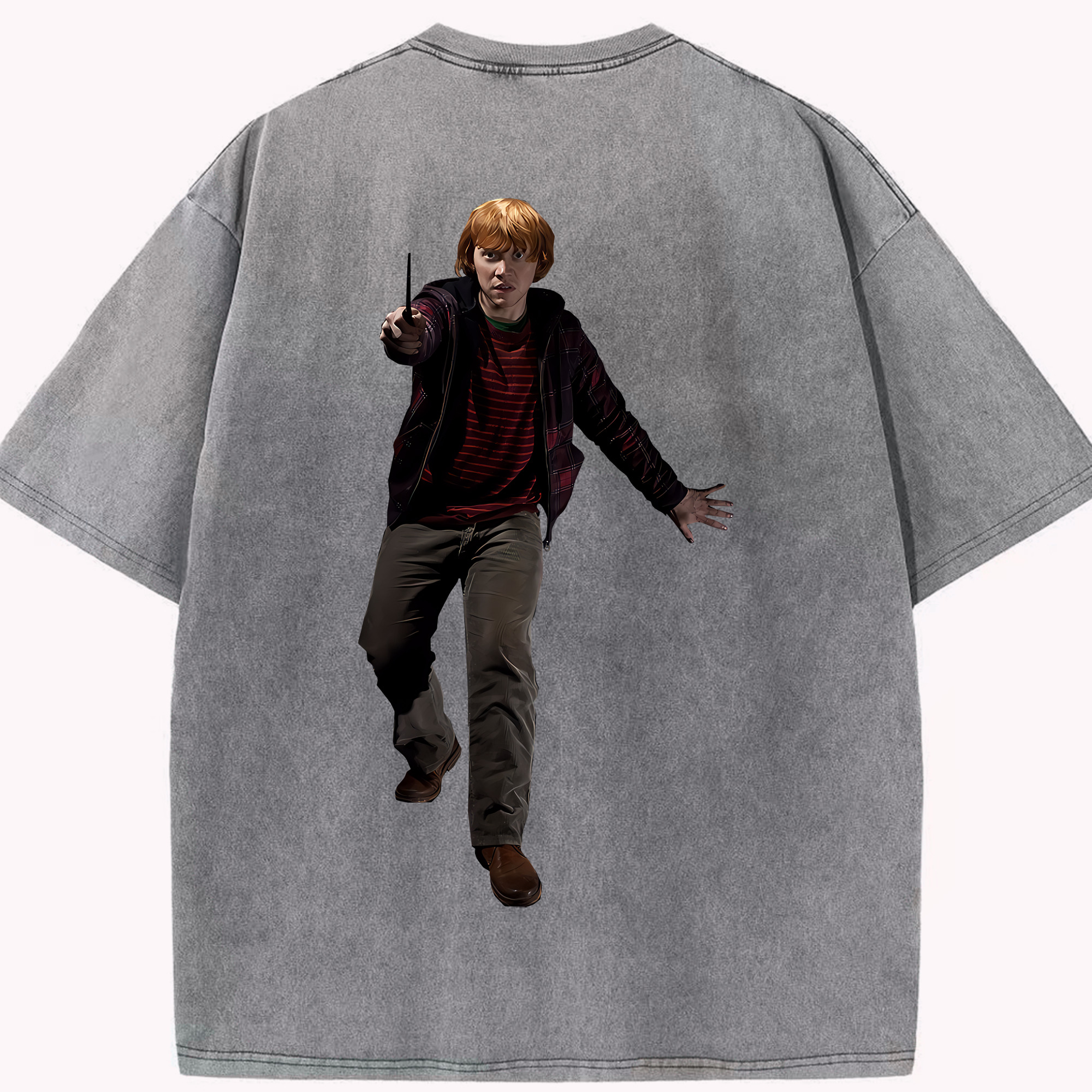 （画像用） Harry Potter ハリー・ポッターシリーズ 綿100% ヴィンテージ風 半袖Tシャツ（背面プリント）