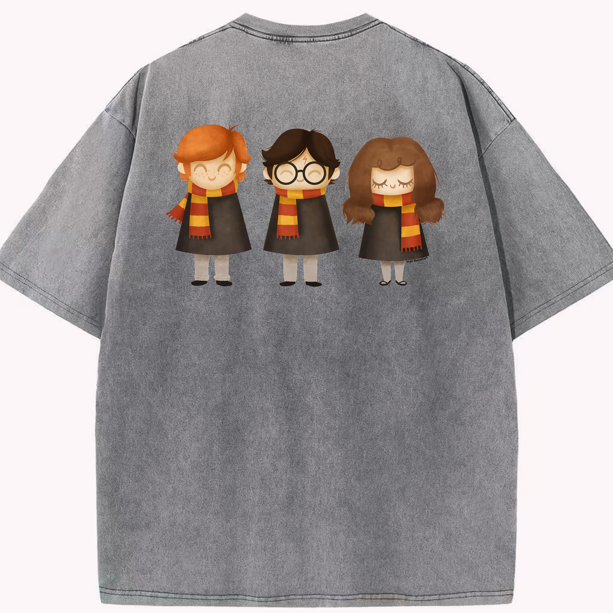 （画像用） Harry Potter ハリー・ポッターシリーズ 綿100% ヴィンテージ風 半袖Tシャツ（背面プリント）