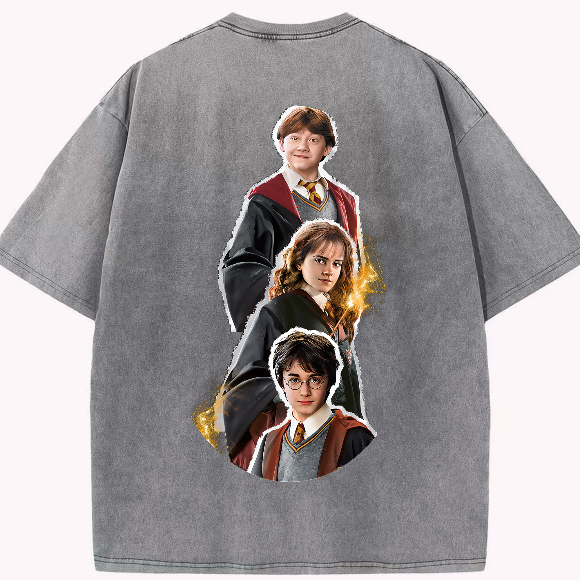 （画像用） Harry Potter ハリー・ポッターシリーズ 綿100% ヴィンテージ風 半袖Tシャツ（背面プリント）