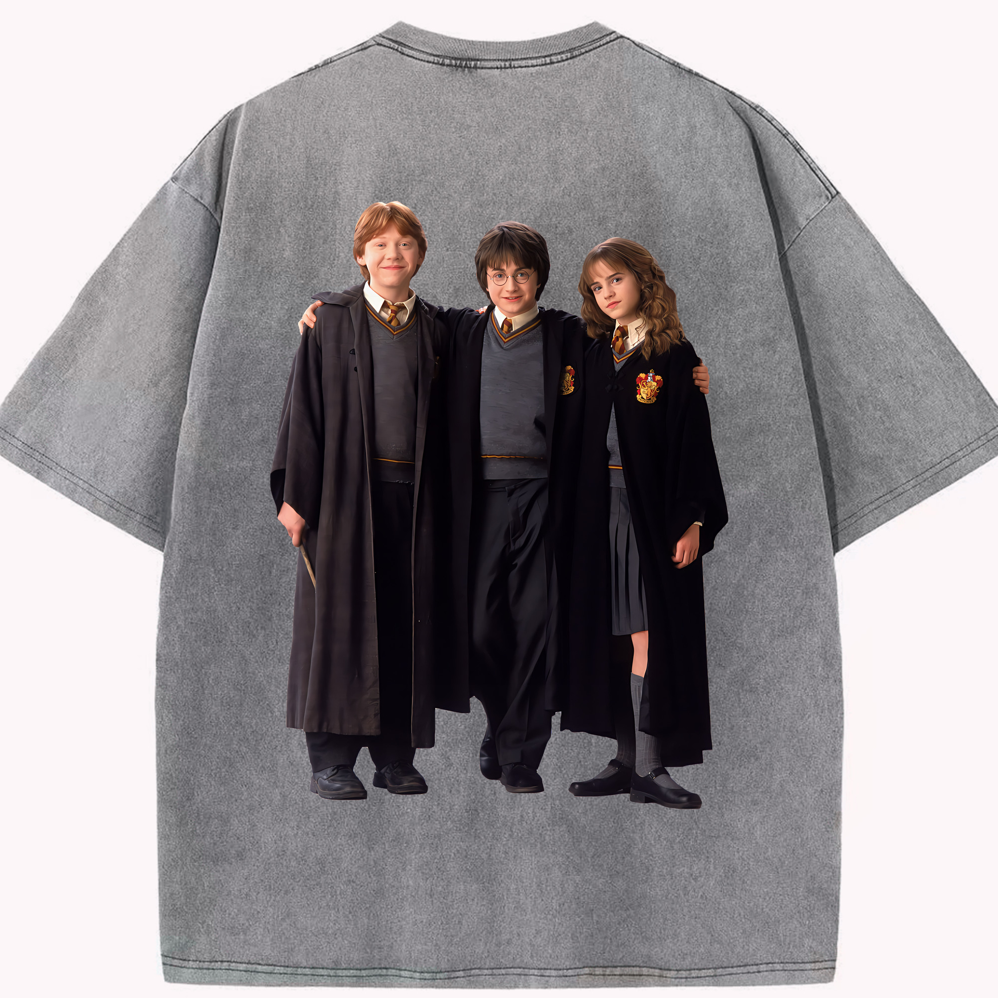 （画像用） Harry Potter ハリー・ポッターシリーズ 綿100% ヴィンテージ風 半袖Tシャツ（背面プリント）