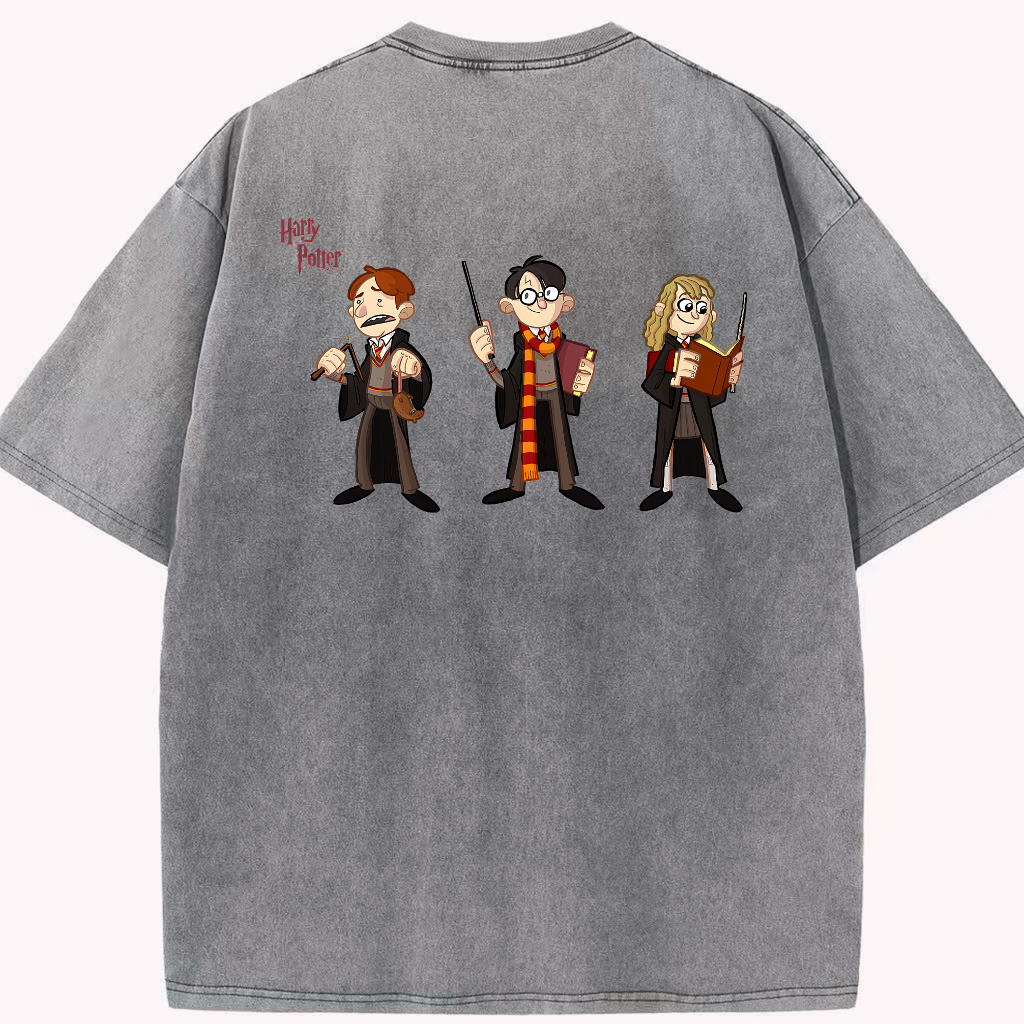 （画像用） Harry Potter ハリー・ポッターシリーズ 綿100% ヴィンテージ風 半袖Tシャツ（背面プリント）