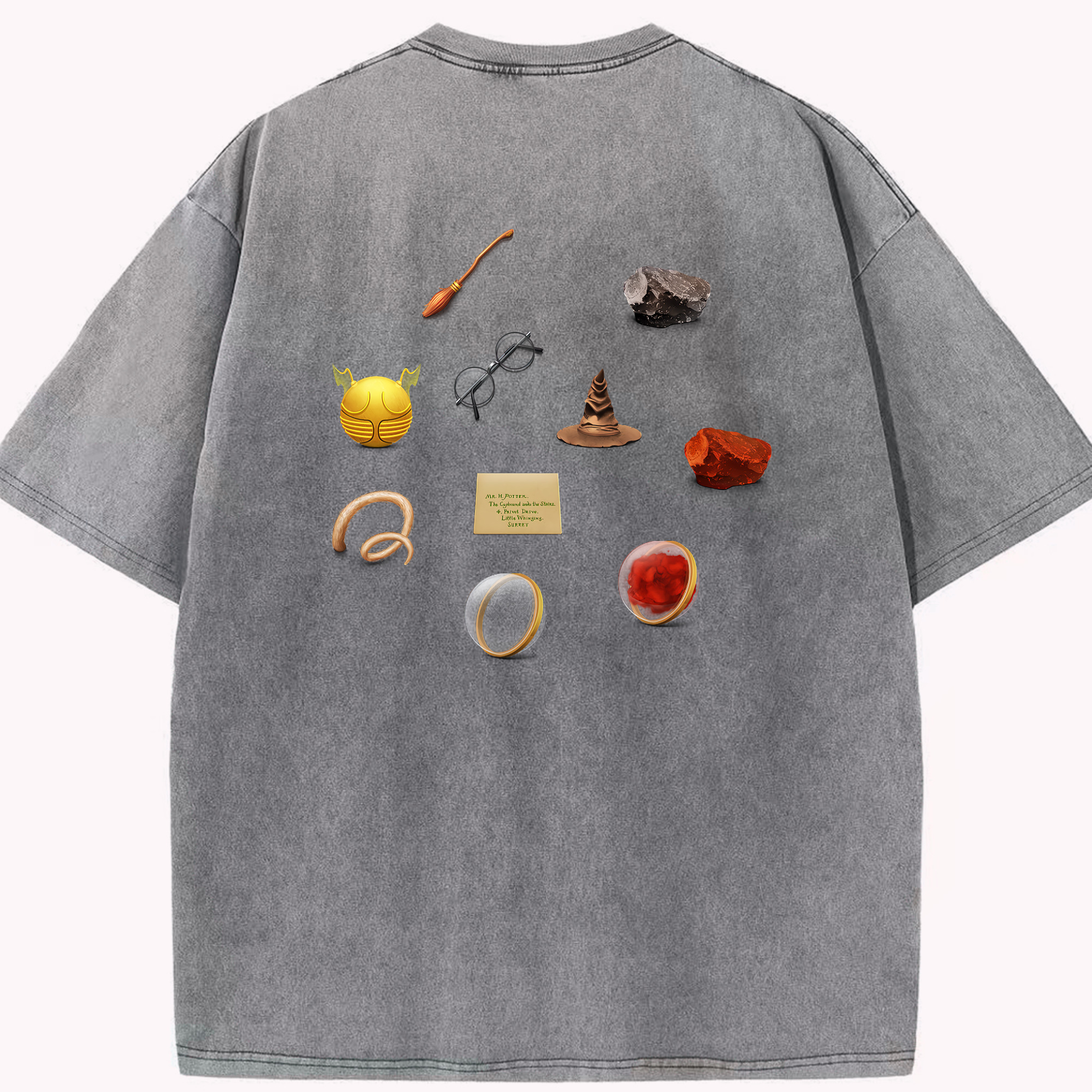 （画像用） Harry Potter ハリー・ポッターシリーズ 綿100% ヴィンテージ風 半袖Tシャツ（背面プリント）