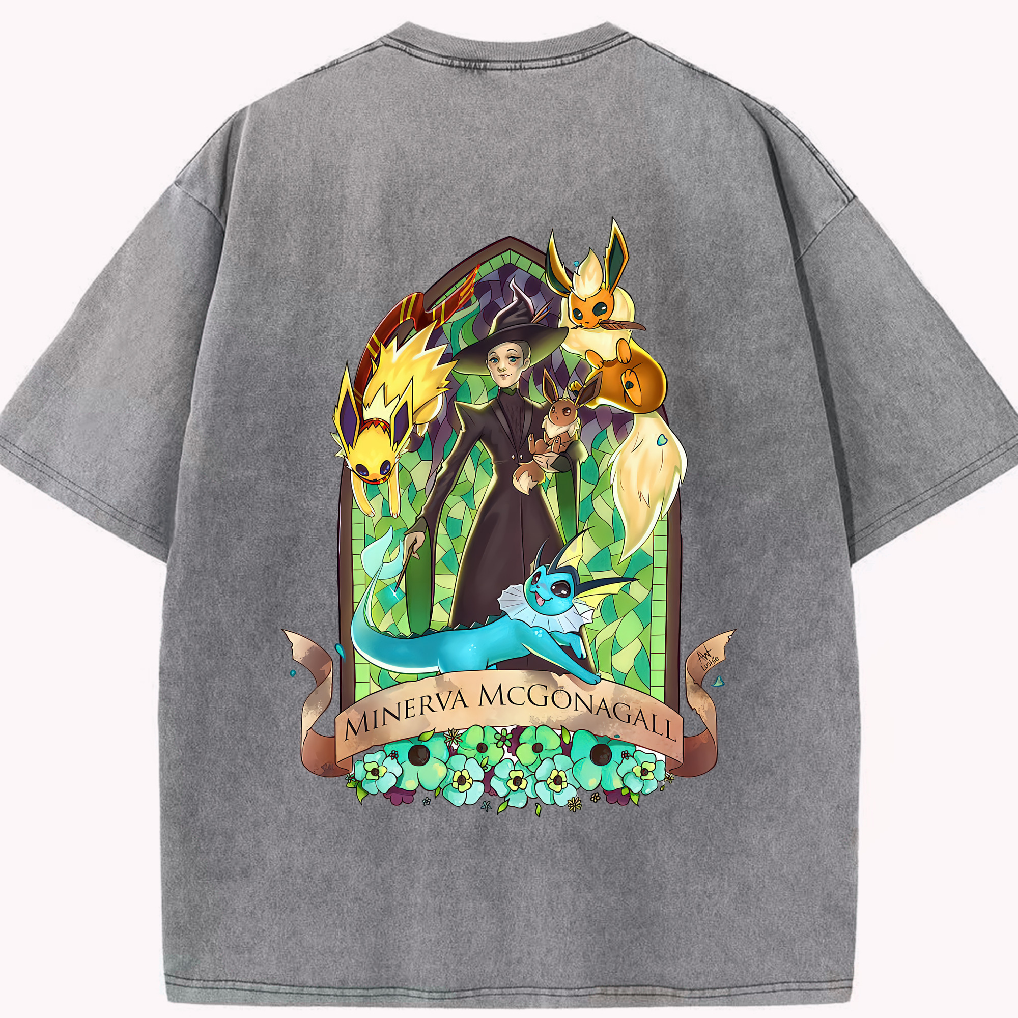（画像用） Harry Potter ハリー・ポッターシリーズ 綿100% ヴィンテージ風 半袖Tシャツ（背面プリント）