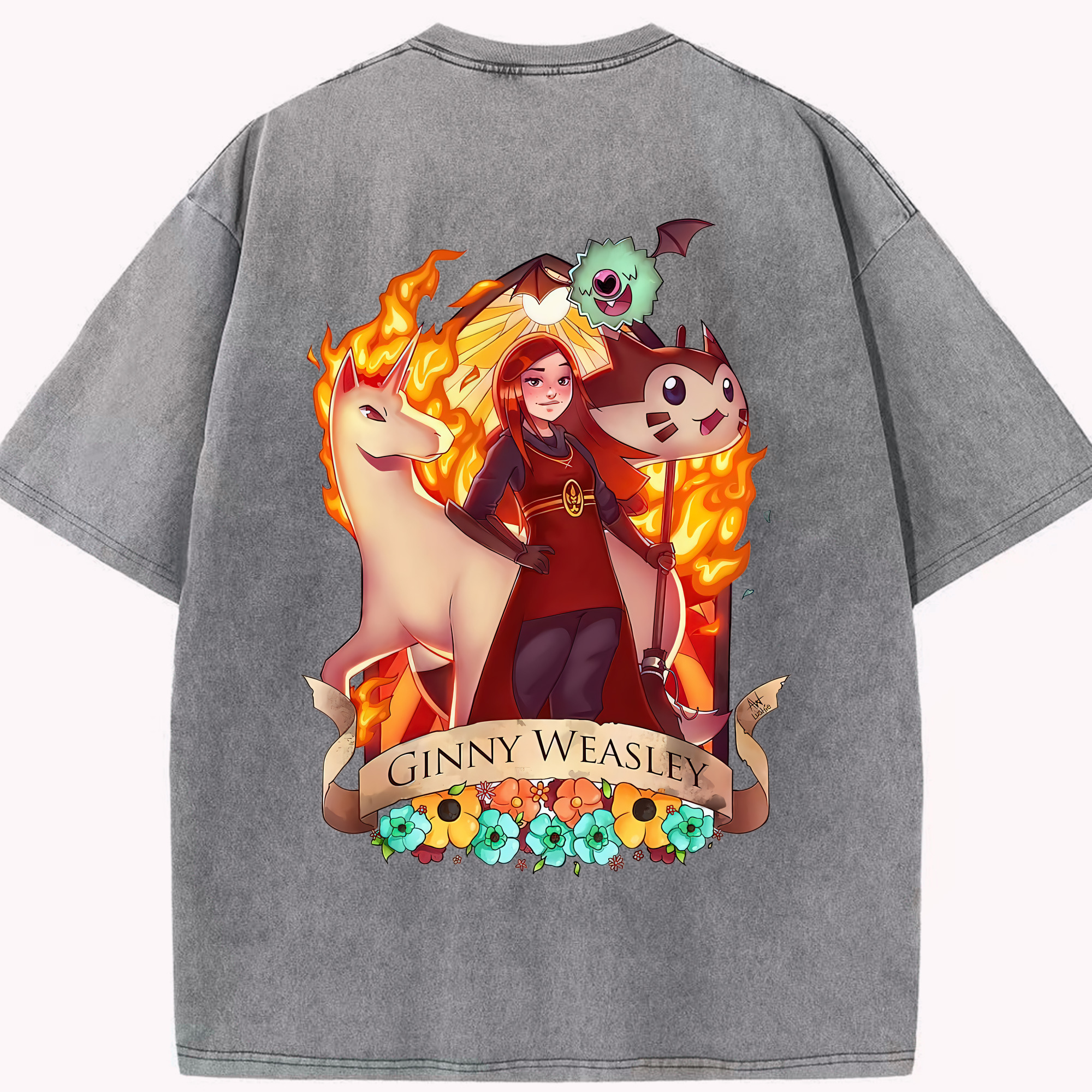 （画像用） Harry Potter ハリー・ポッターシリーズ 綿100% ヴィンテージ風 半袖Tシャツ（背面プリント）
