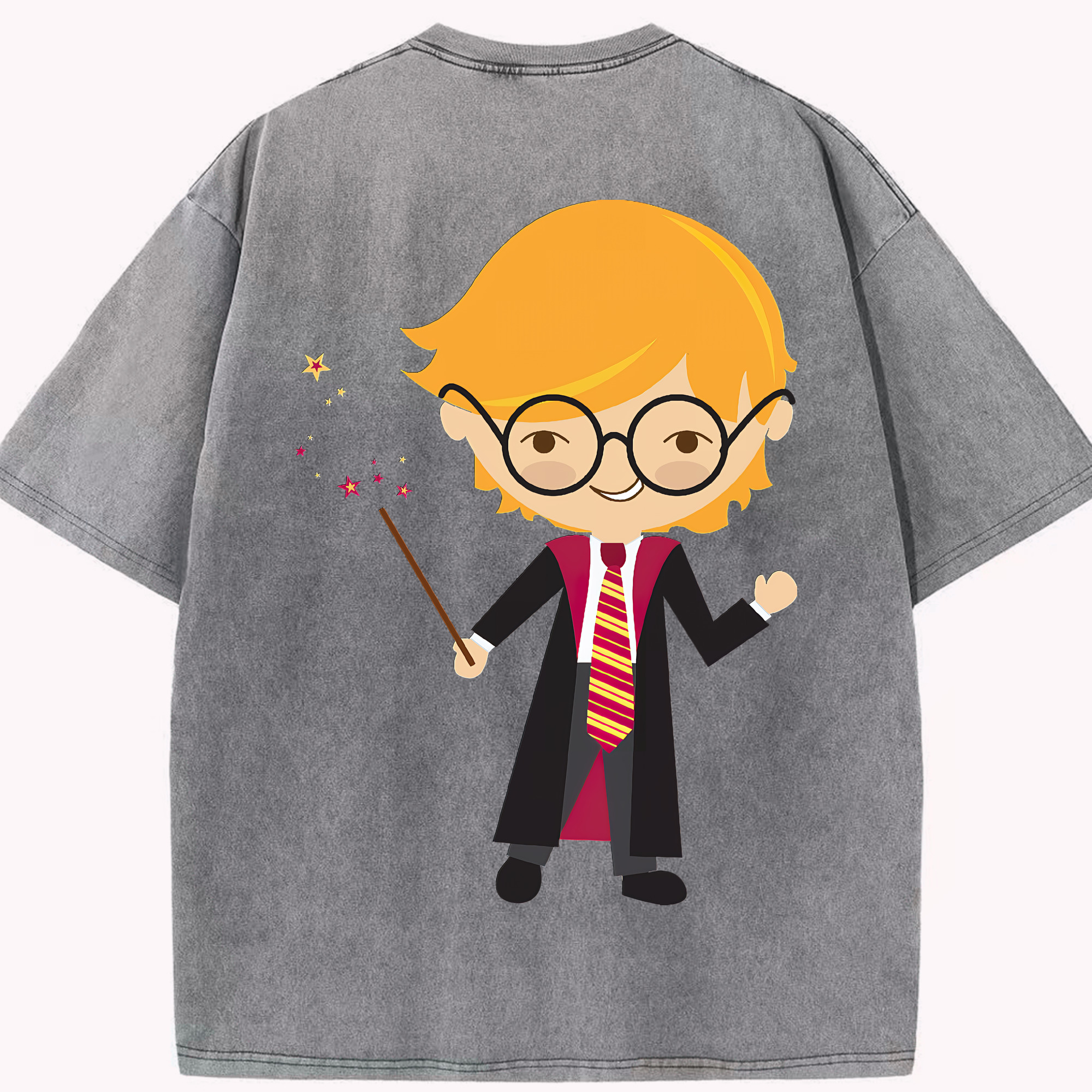 （画像用） Harry Potter ハリー・ポッターシリーズ 綿100% ヴィンテージ風 半袖Tシャツ（背面プリント）