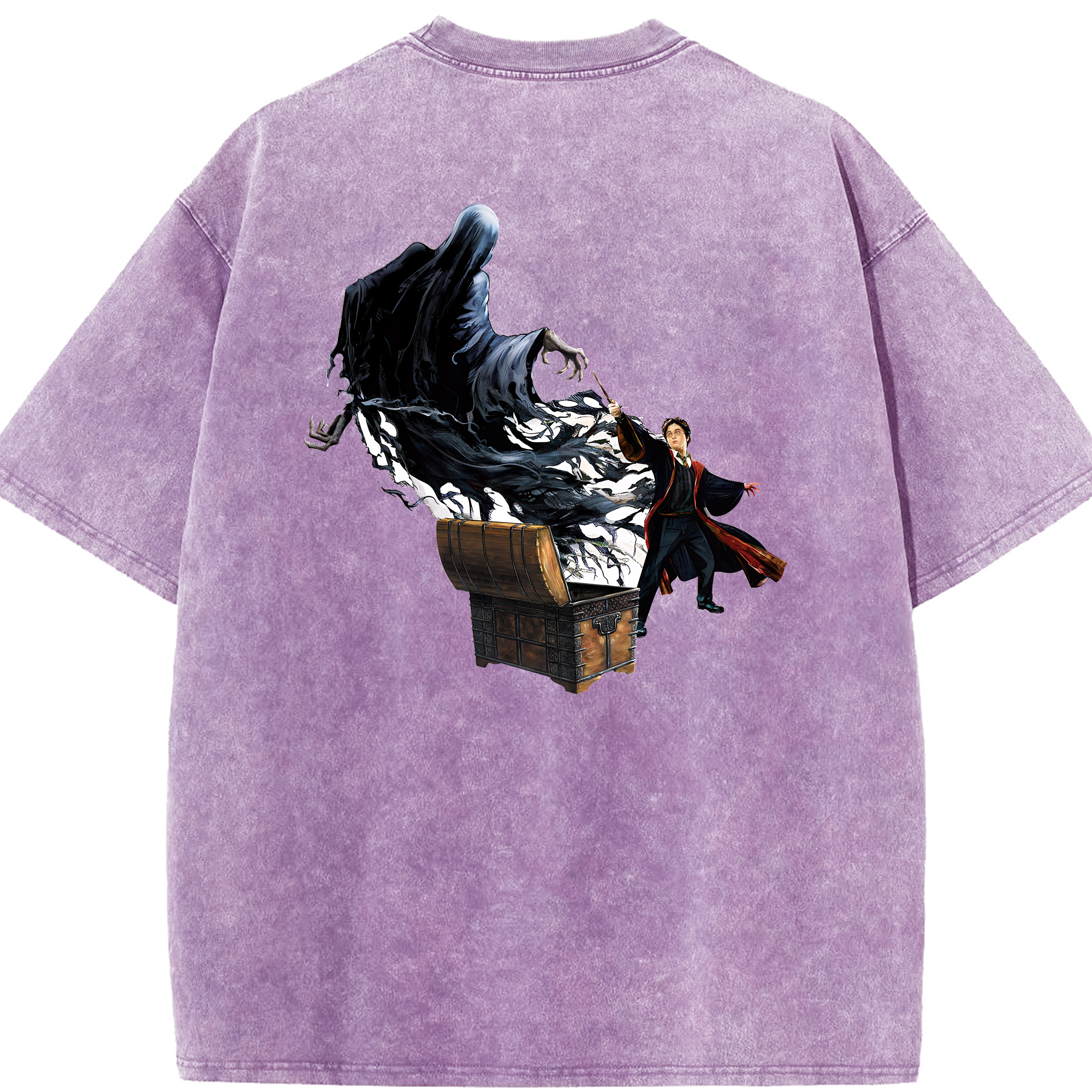 （画像用） Harry Potter ハリー・ポッターシリーズ 綿100% ヴィンテージ風 半袖Tシャツ（背面プリント）