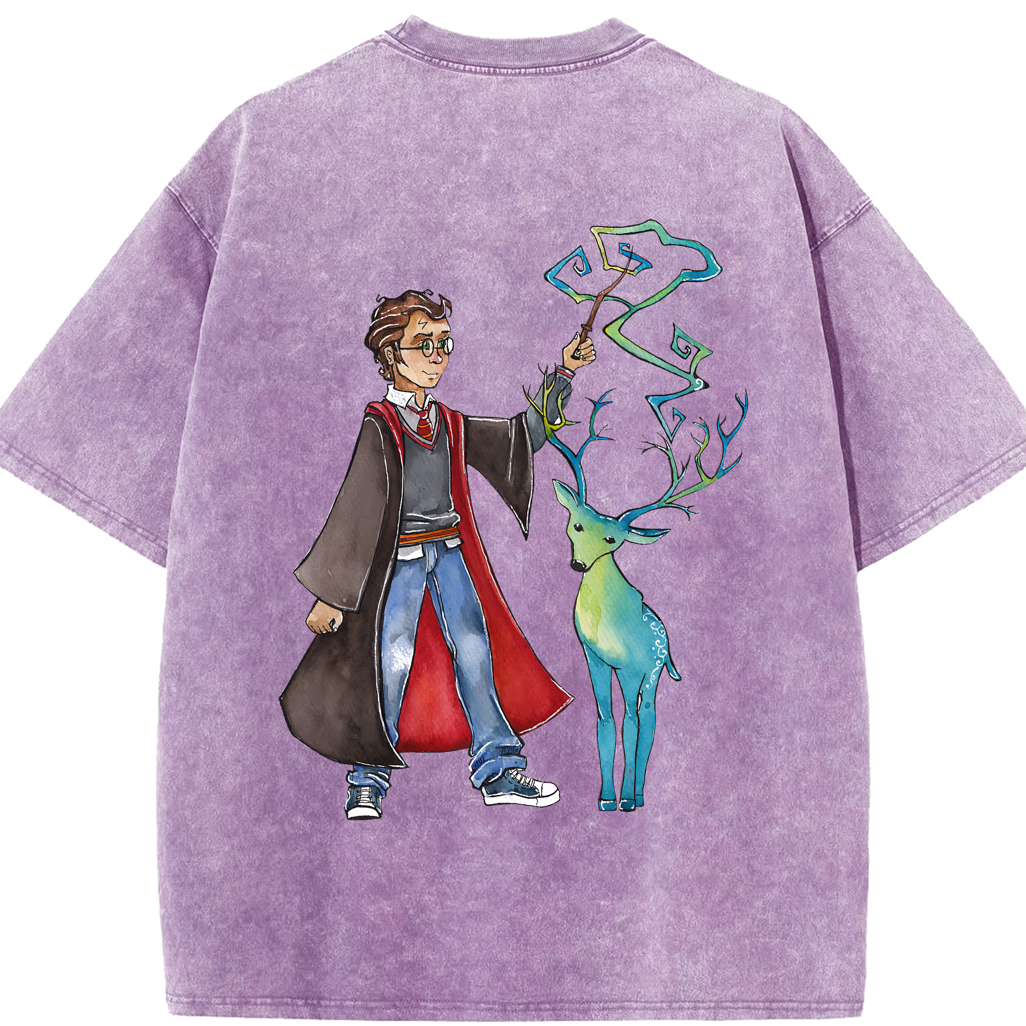 （画像用） Harry Potter ハリー・ポッターシリーズ 綿100% ヴィンテージ風 半袖Tシャツ（背面プリント）