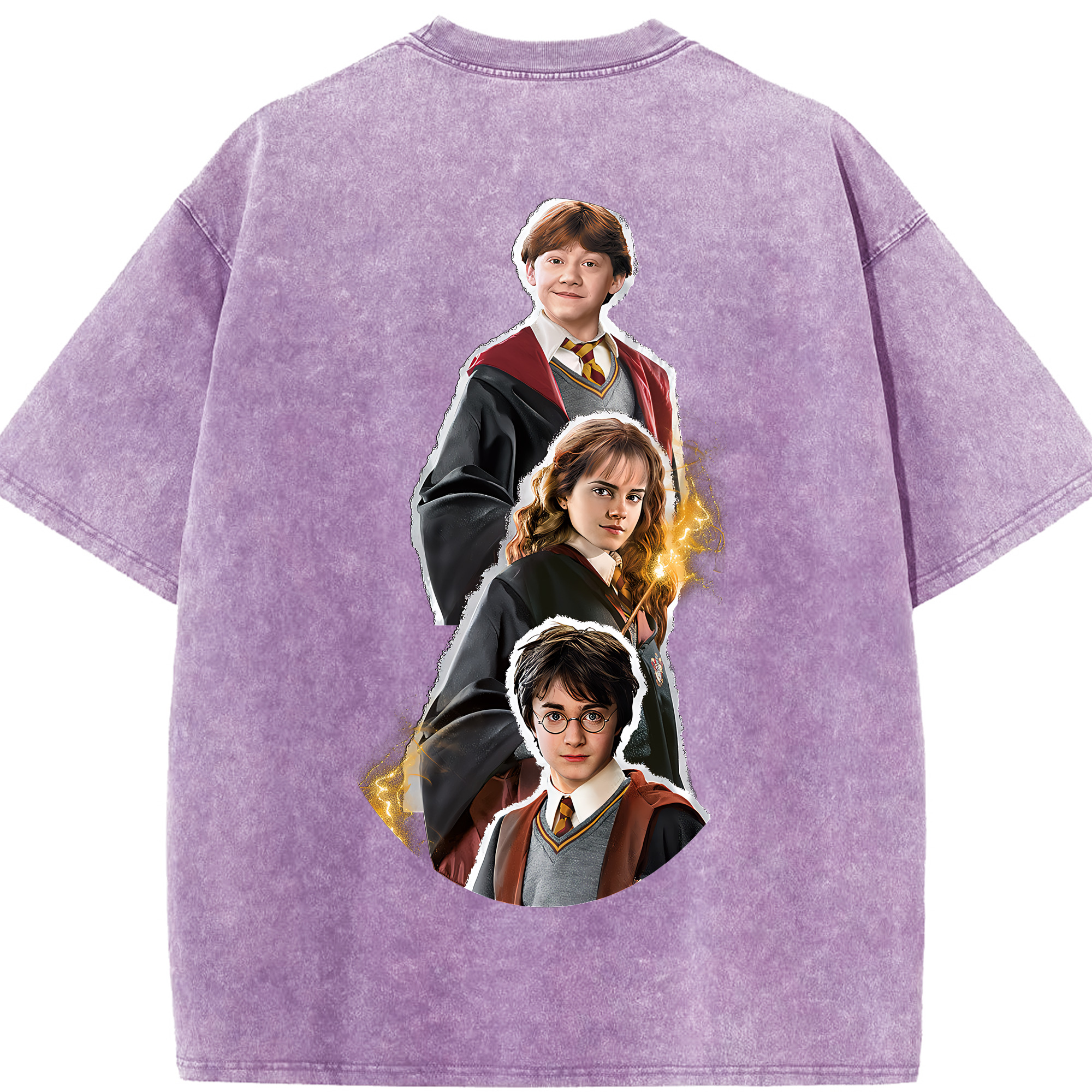 （画像用） Harry Potter ハリー・ポッターシリーズ 綿100% ヴィンテージ風 半袖Tシャツ（背面プリント）