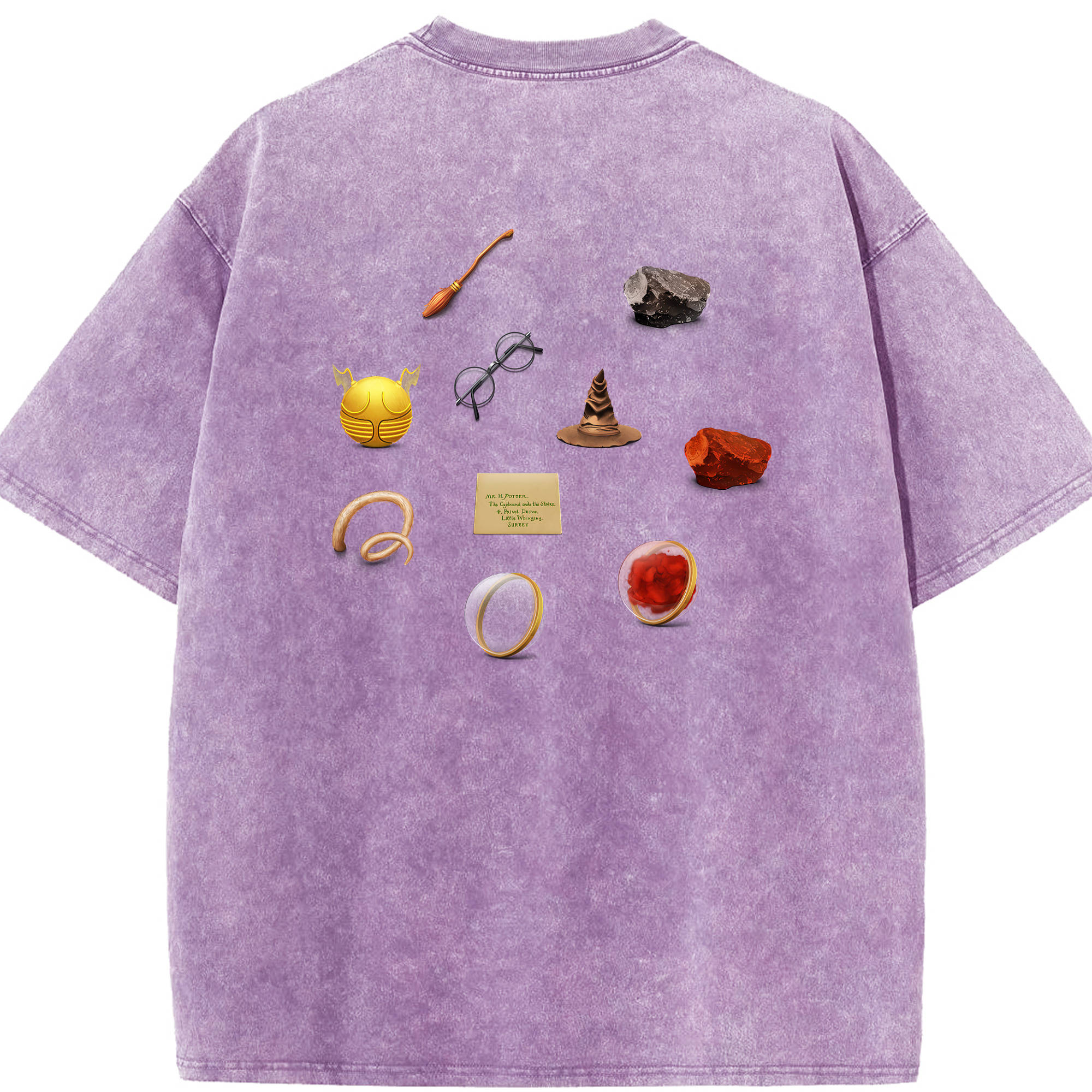 （画像用） Harry Potter ハリー・ポッターシリーズ 綿100% ヴィンテージ風 半袖Tシャツ（背面プリント）