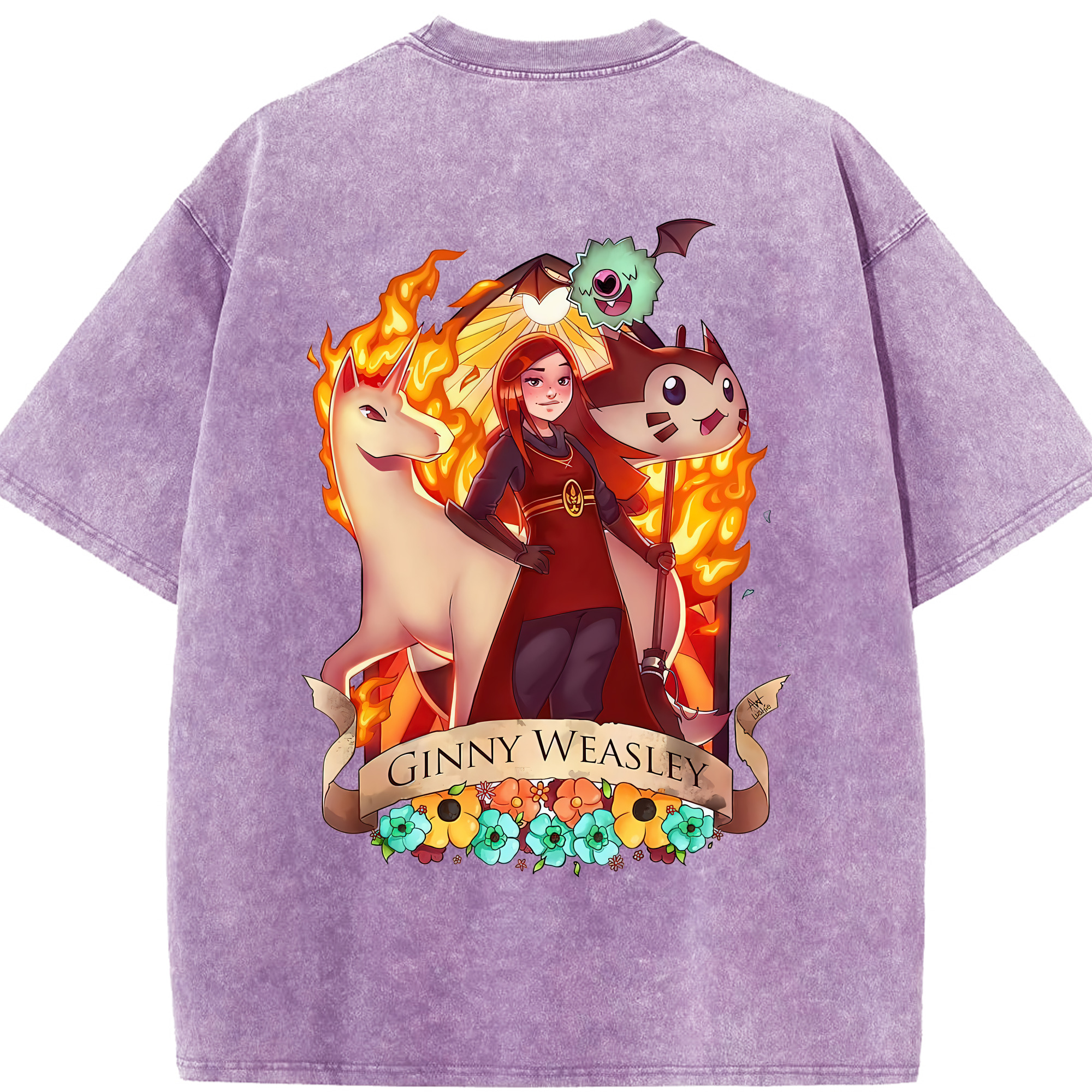 （画像用） Harry Potter ハリー・ポッターシリーズ 綿100% ヴィンテージ風 半袖Tシャツ（背面プリント）