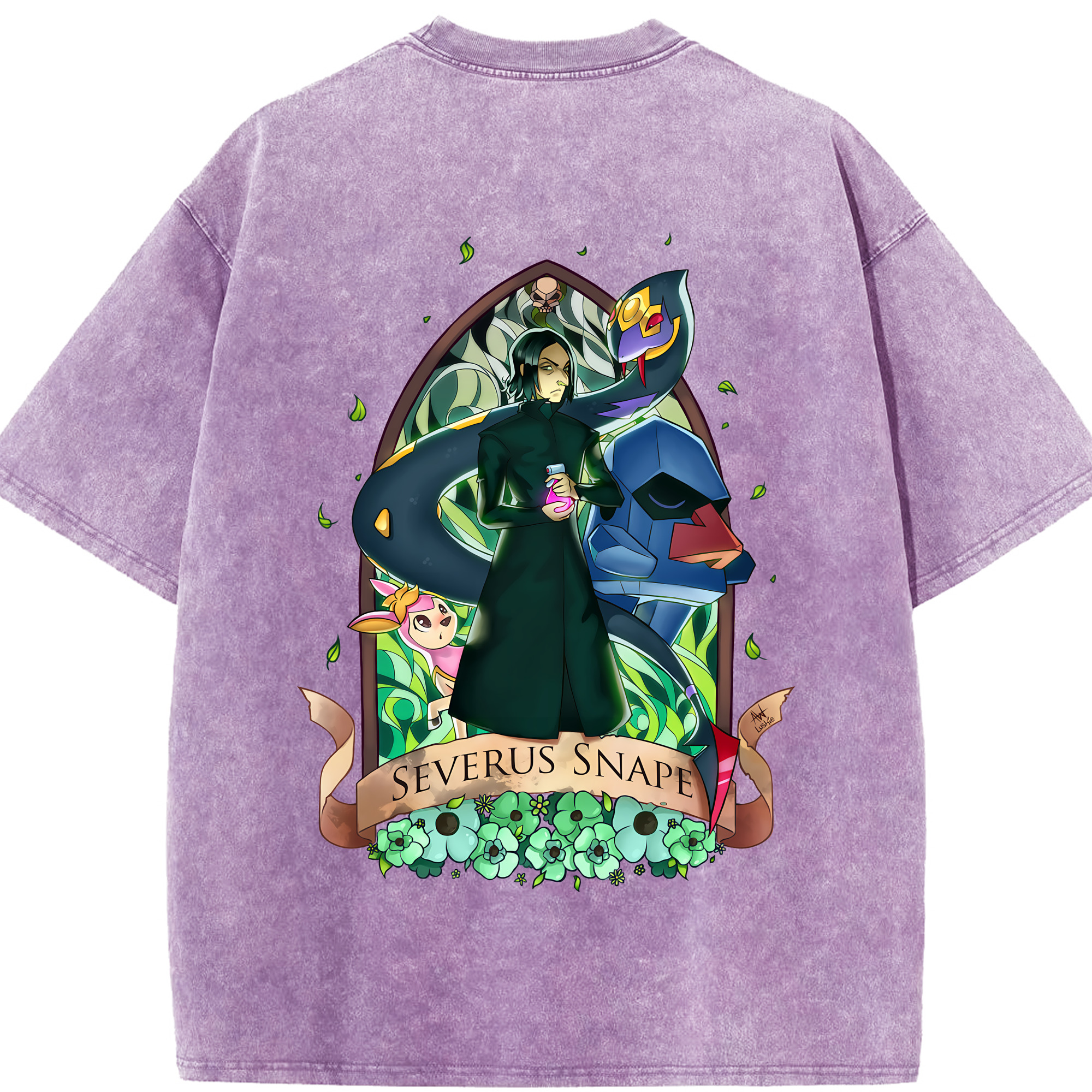 （画像用） Harry Potter ハリー・ポッターシリーズ 綿100% ヴィンテージ風 半袖Tシャツ（背面プリント）