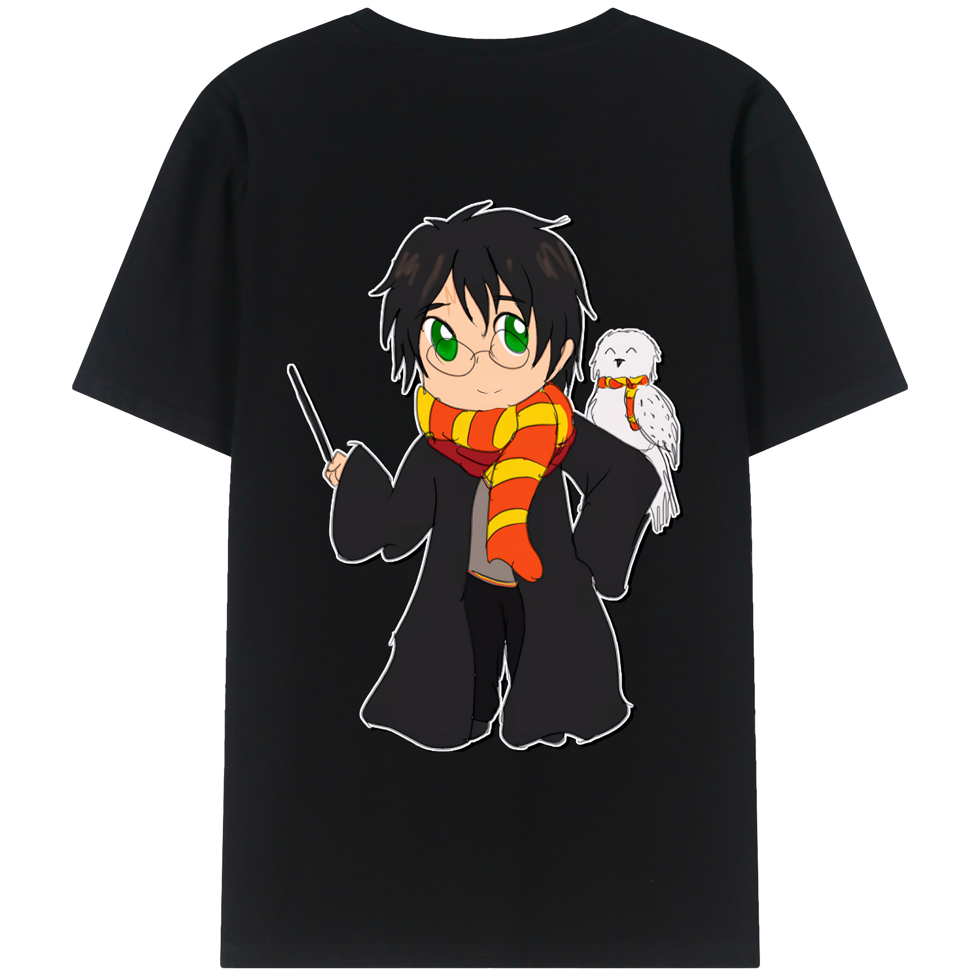 （画像用） Harry Potter ハリー・ポッターシリーズ 綿100％ メンズ半袖Tシャツ（バックプリント） 通気性