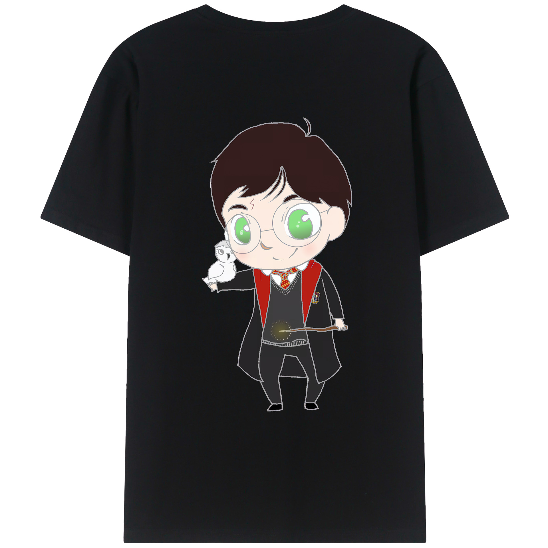 （画像用） Harry Potter ハリー・ポッターシリーズ 綿100％ メンズ半袖Tシャツ（バックプリント） 通気性