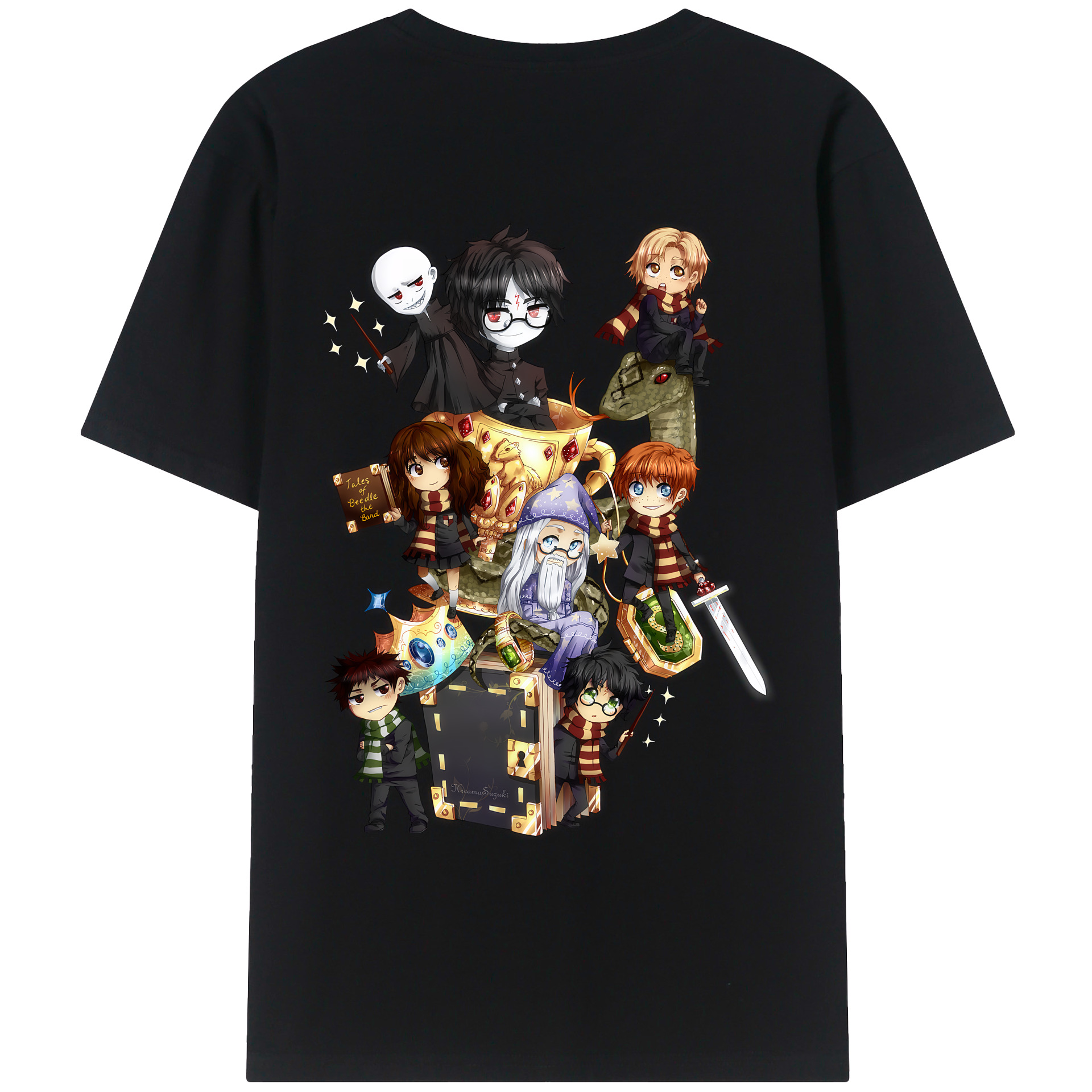 （画像用） Harry Potter ハリー・ポッターシリーズ 綿100％ メンズ半袖Tシャツ（バックプリント） 通気性