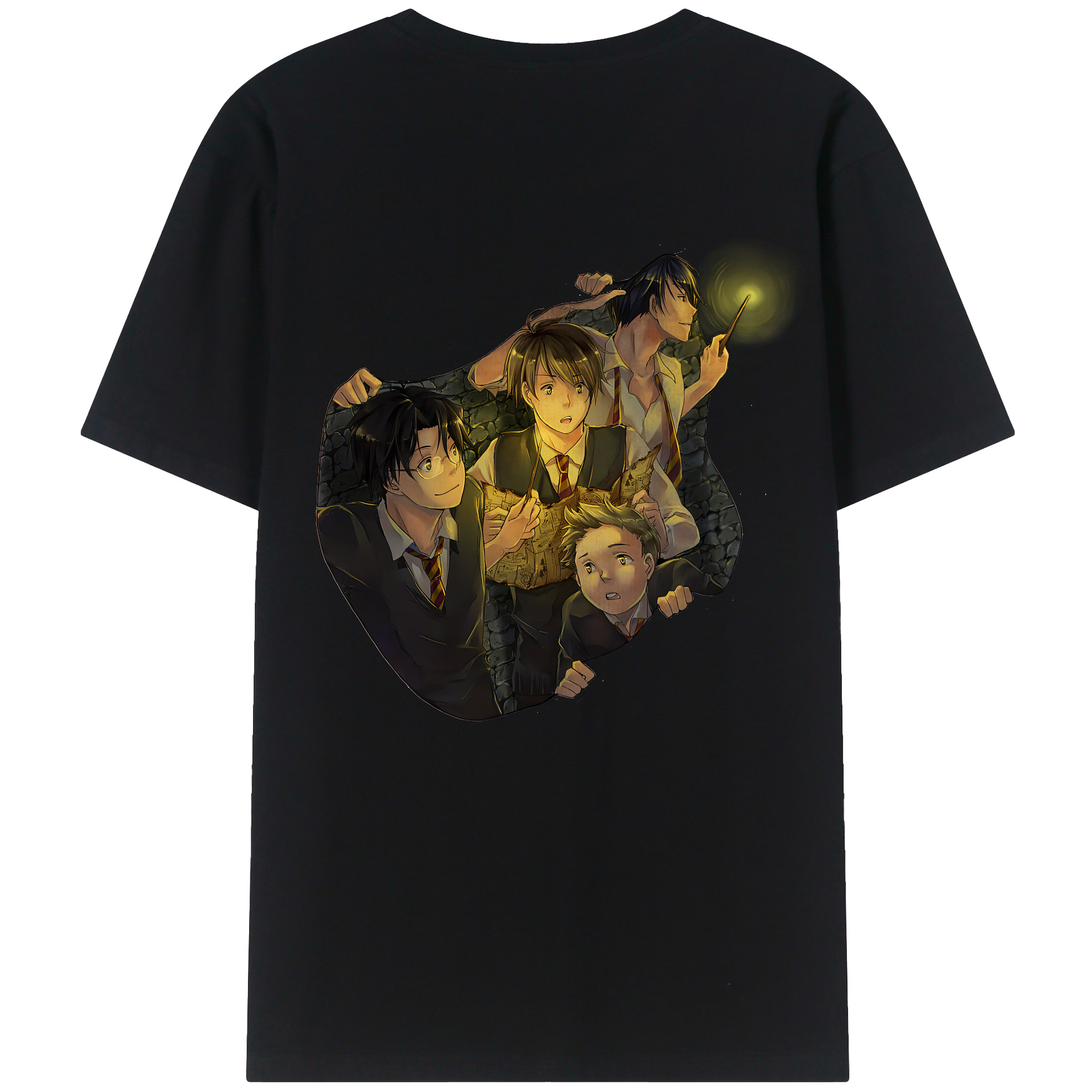 （画像用） Harry Potter ハリー・ポッターシリーズ 綿100％ メンズ半袖Tシャツ（バックプリント） 通気性