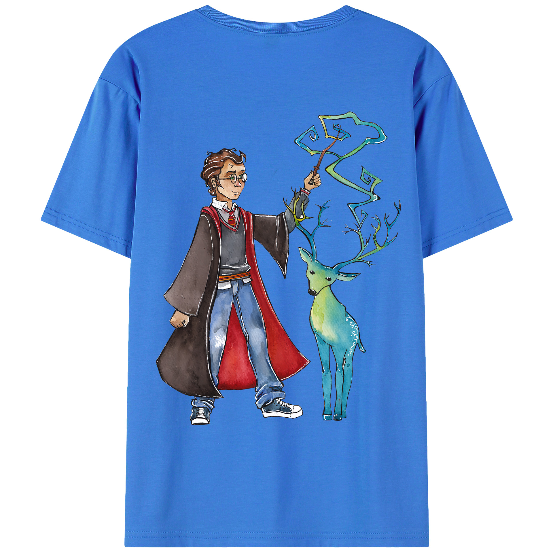 （画像用） Harry Potter ハリー・ポッターシリーズ 綿100％ メンズ半袖Tシャツ（バックプリント） 通気性
