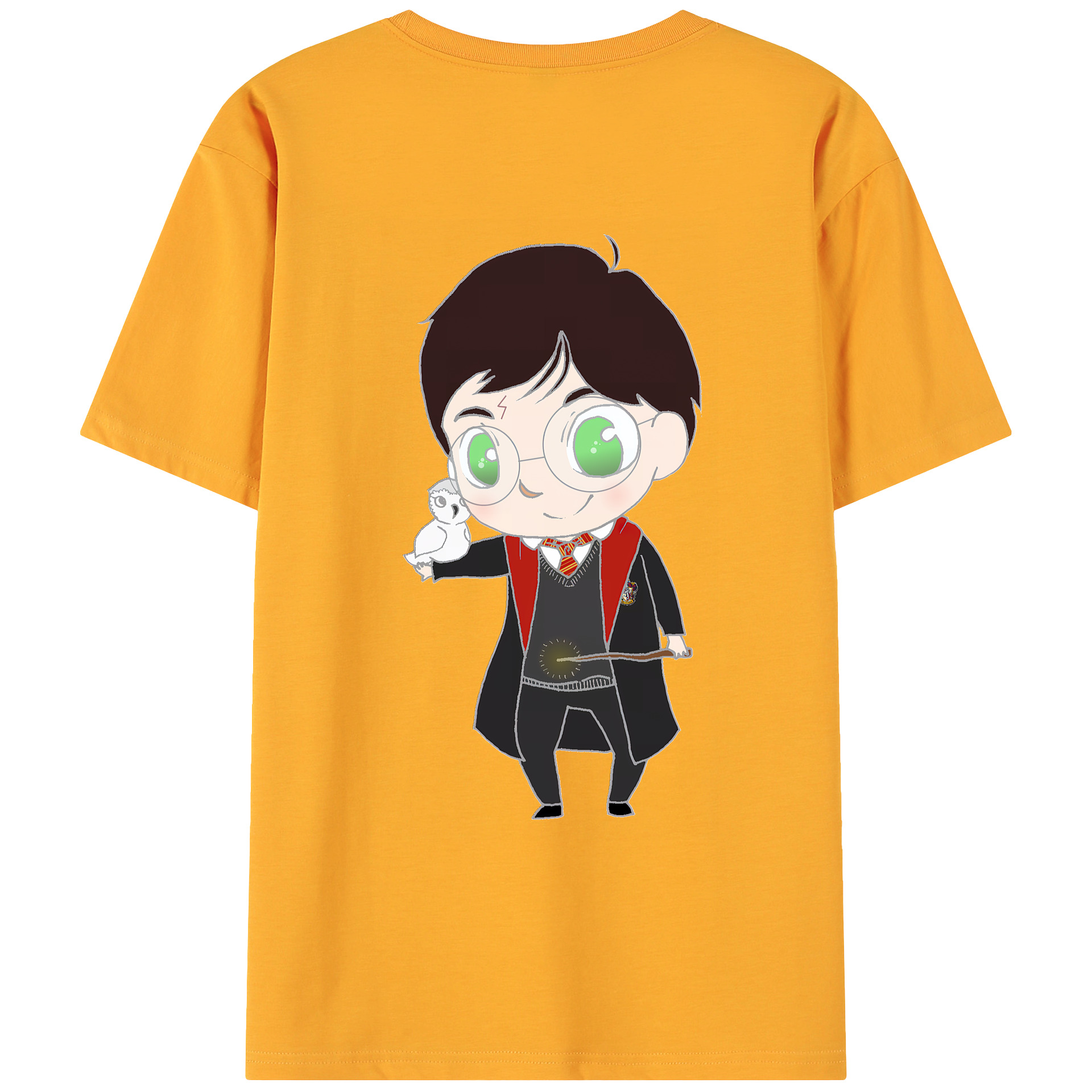 （画像用） Harry Potter ハリー・ポッターシリーズ 綿100％ メンズ半袖Tシャツ（バックプリント） 通気性