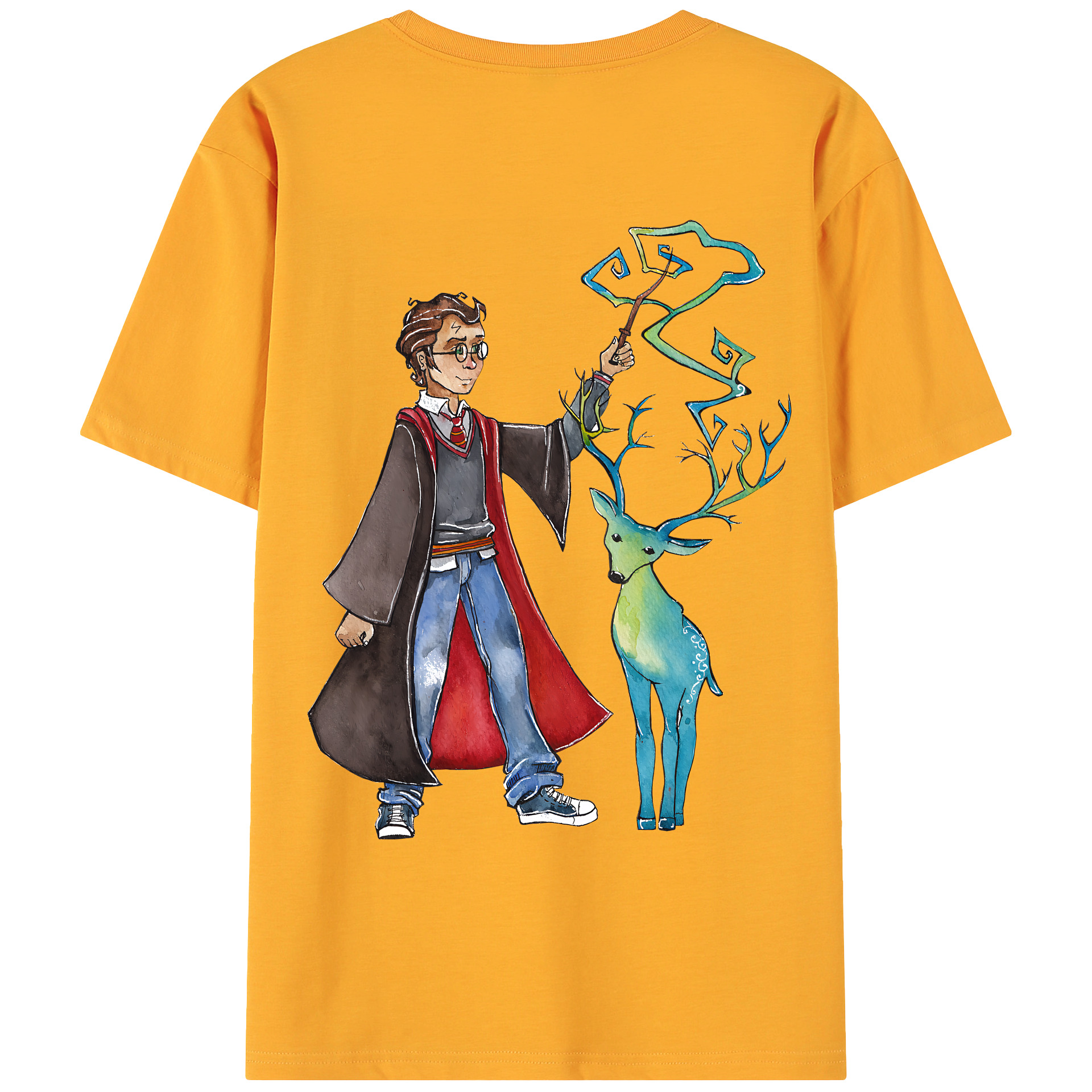 （画像用） Harry Potter ハリー・ポッターシリーズ 綿100％ メンズ半袖Tシャツ（バックプリント） 通気性