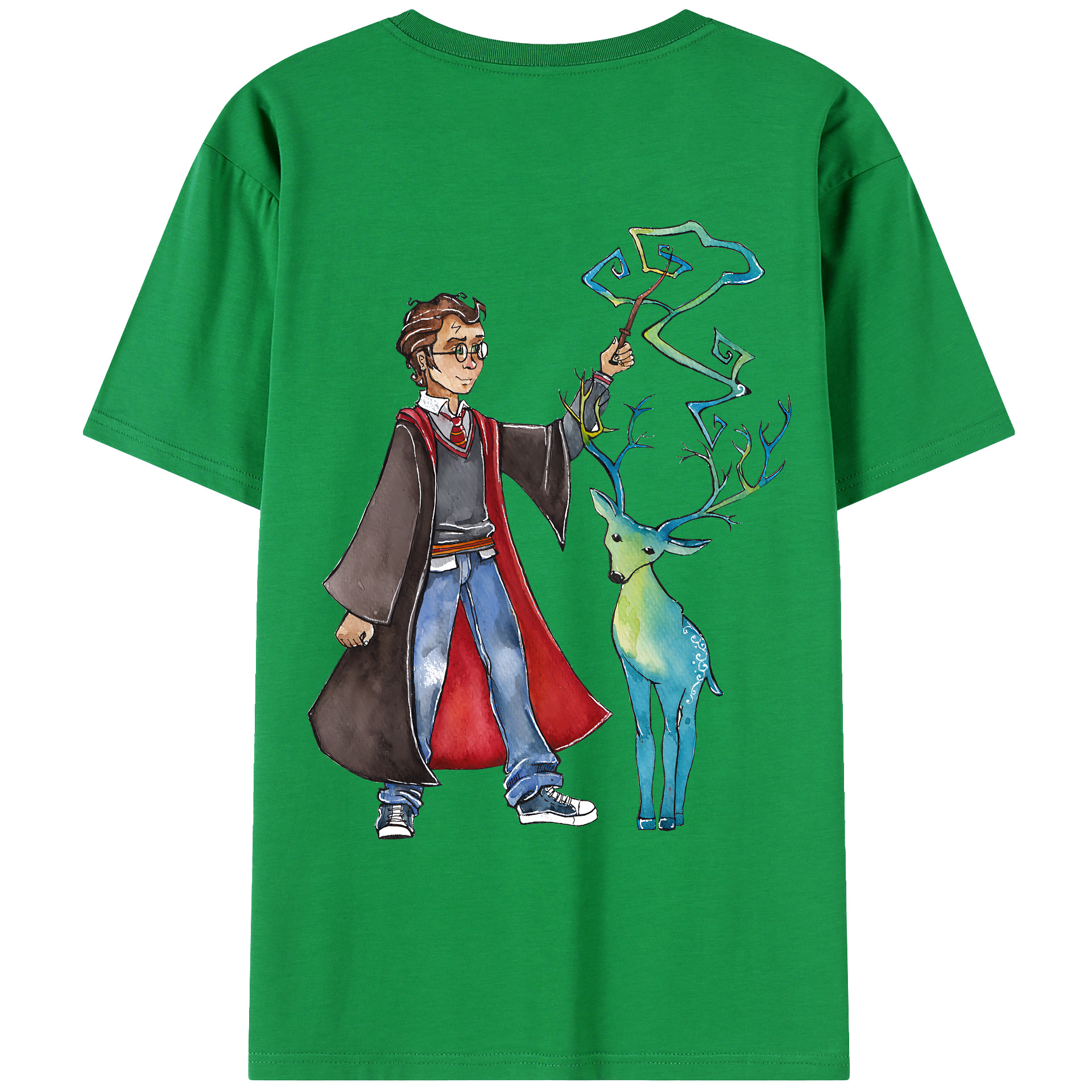 （画像用） Harry Potter ハリー・ポッターシリーズ 綿100％ メンズ半袖Tシャツ（バックプリント） 通気性