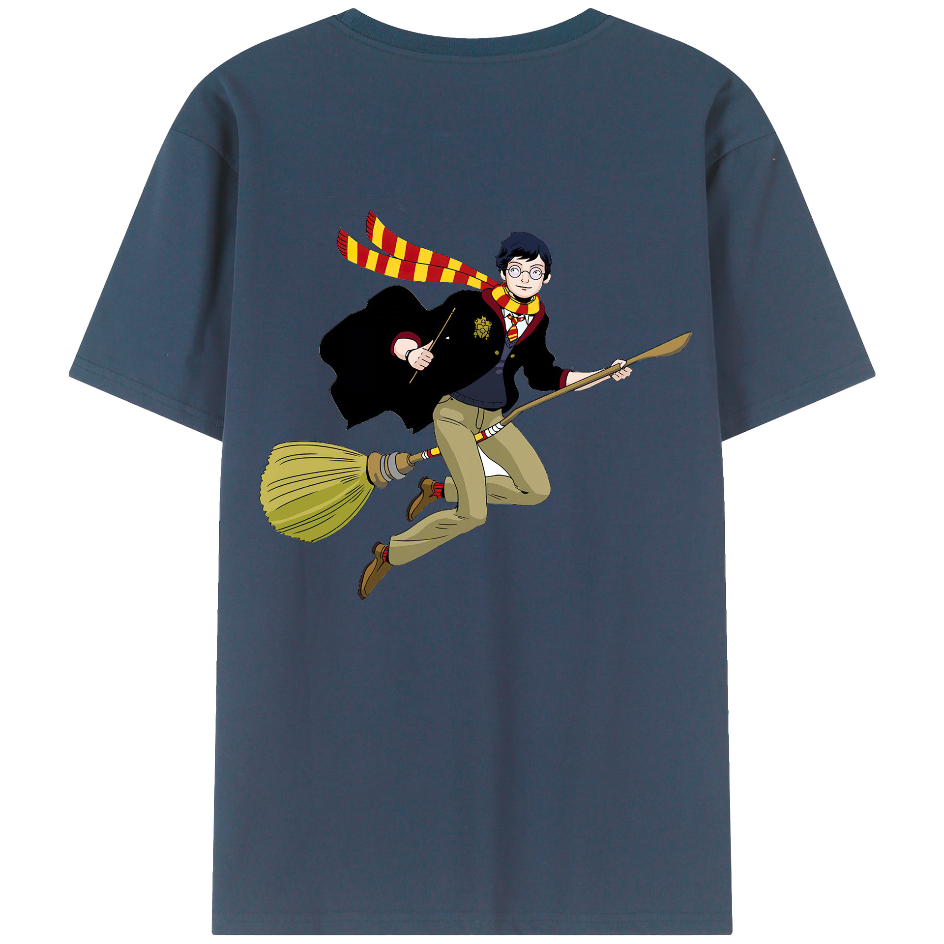 （画像用） Harry Potter ハリー・ポッターシリーズ 綿100％ メンズ半袖Tシャツ（バックプリント） 通気性