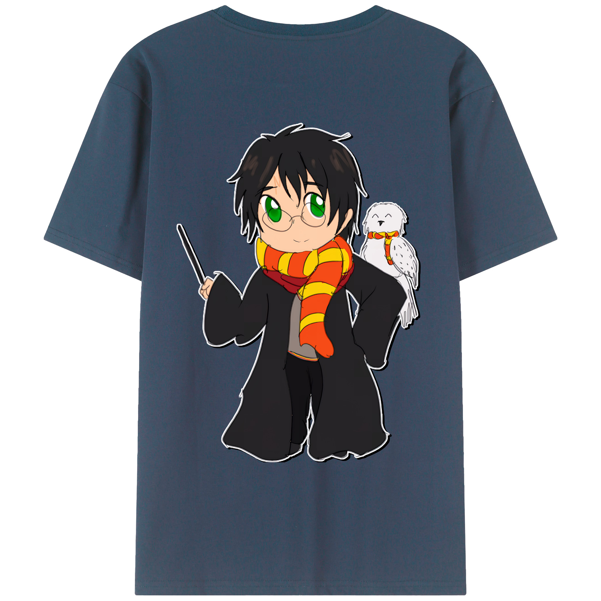 （画像用） Harry Potter ハリー・ポッターシリーズ 綿100％ メンズ半袖Tシャツ（バックプリント） 通気性