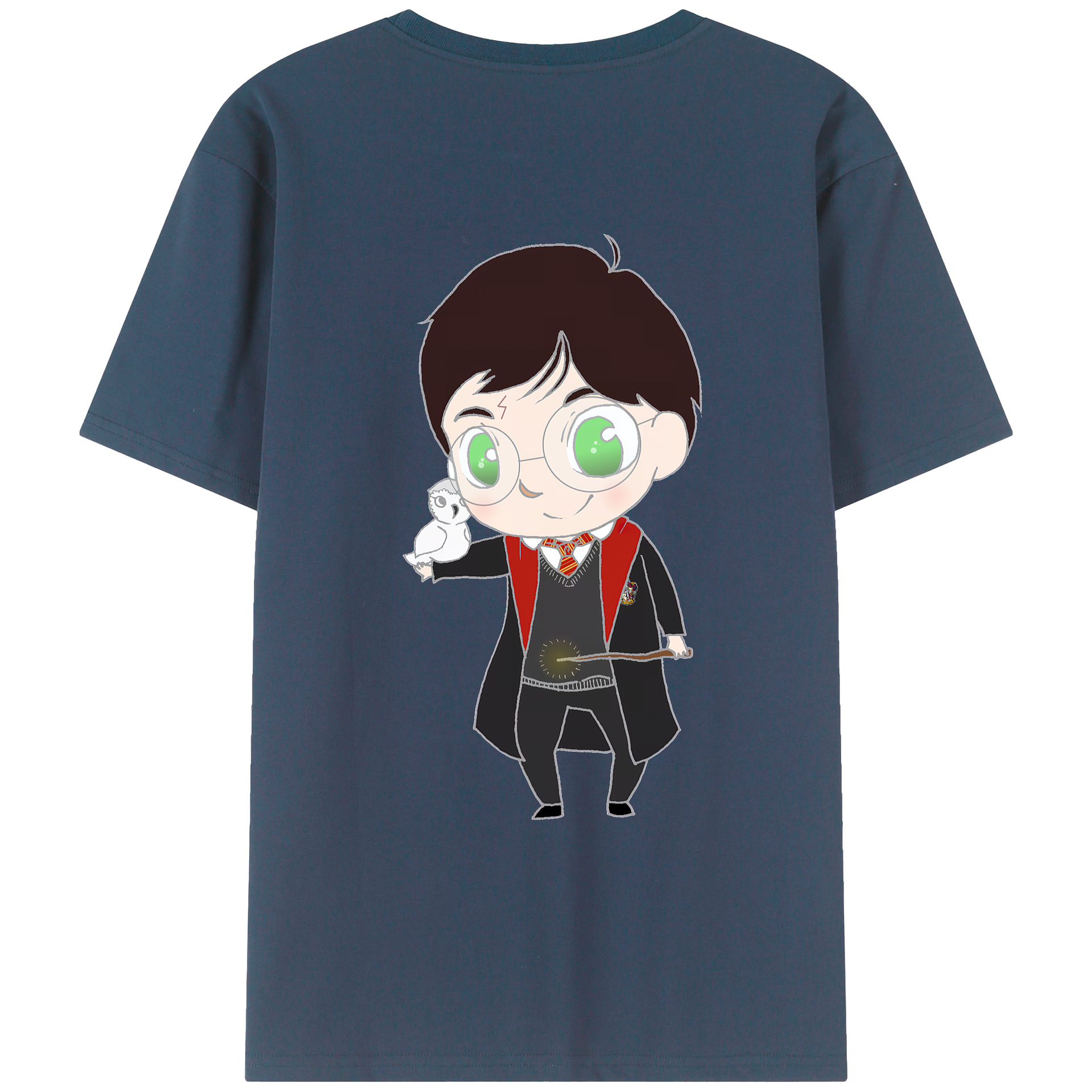 （画像用） Harry Potter ハリー・ポッターシリーズ 綿100％ メンズ半袖Tシャツ（バックプリント） 通気性